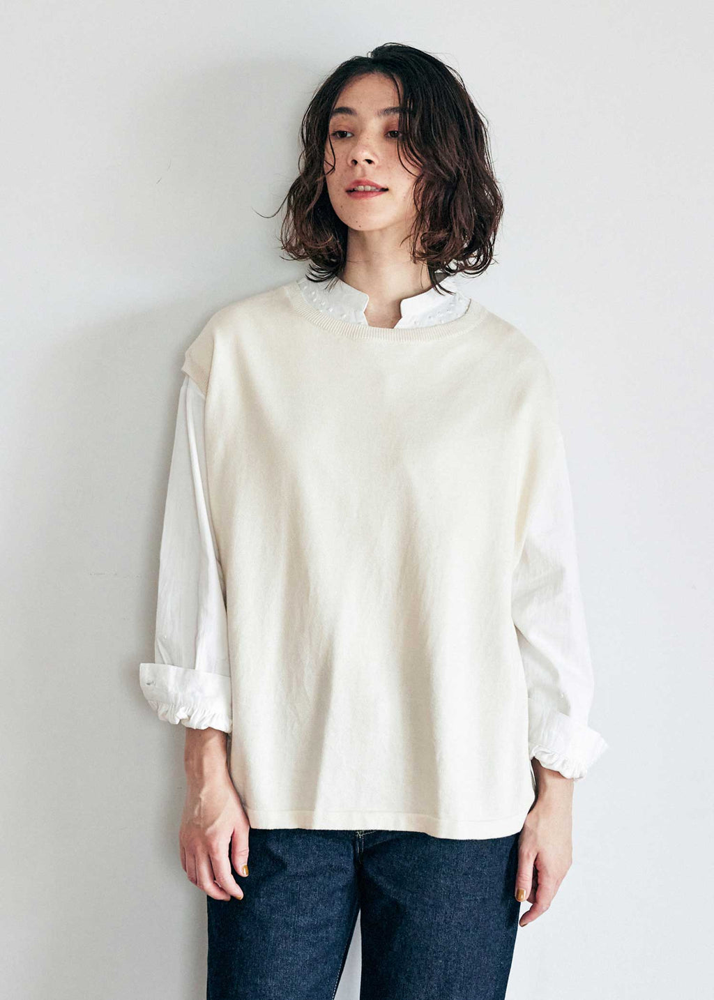 オーガニックコットンニットベスト 