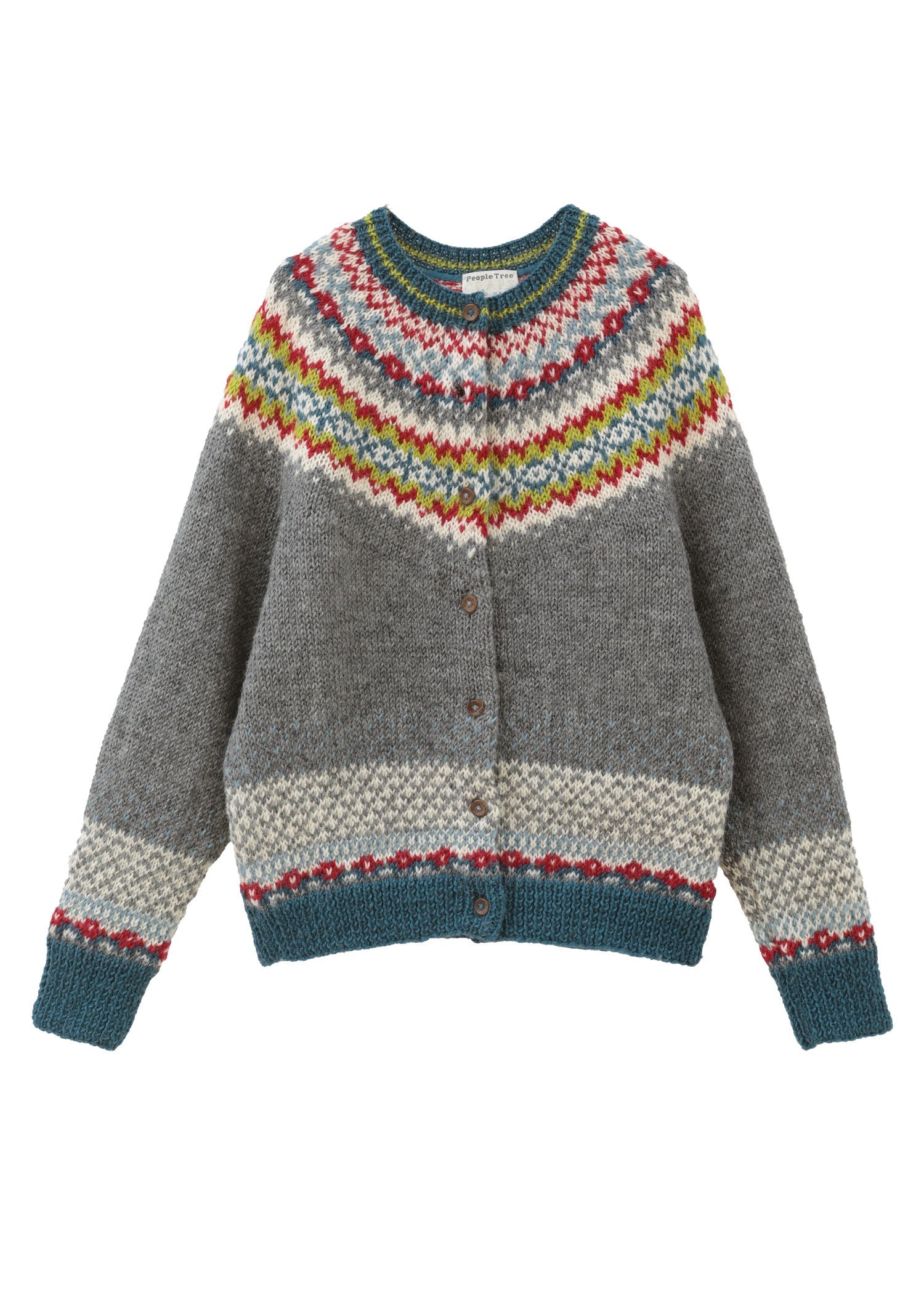 新品！People Tree コットンクロシェ　つぼみモチーフ　カーディガン 手編みコットンクロシェつぼみモチーフカーディガン