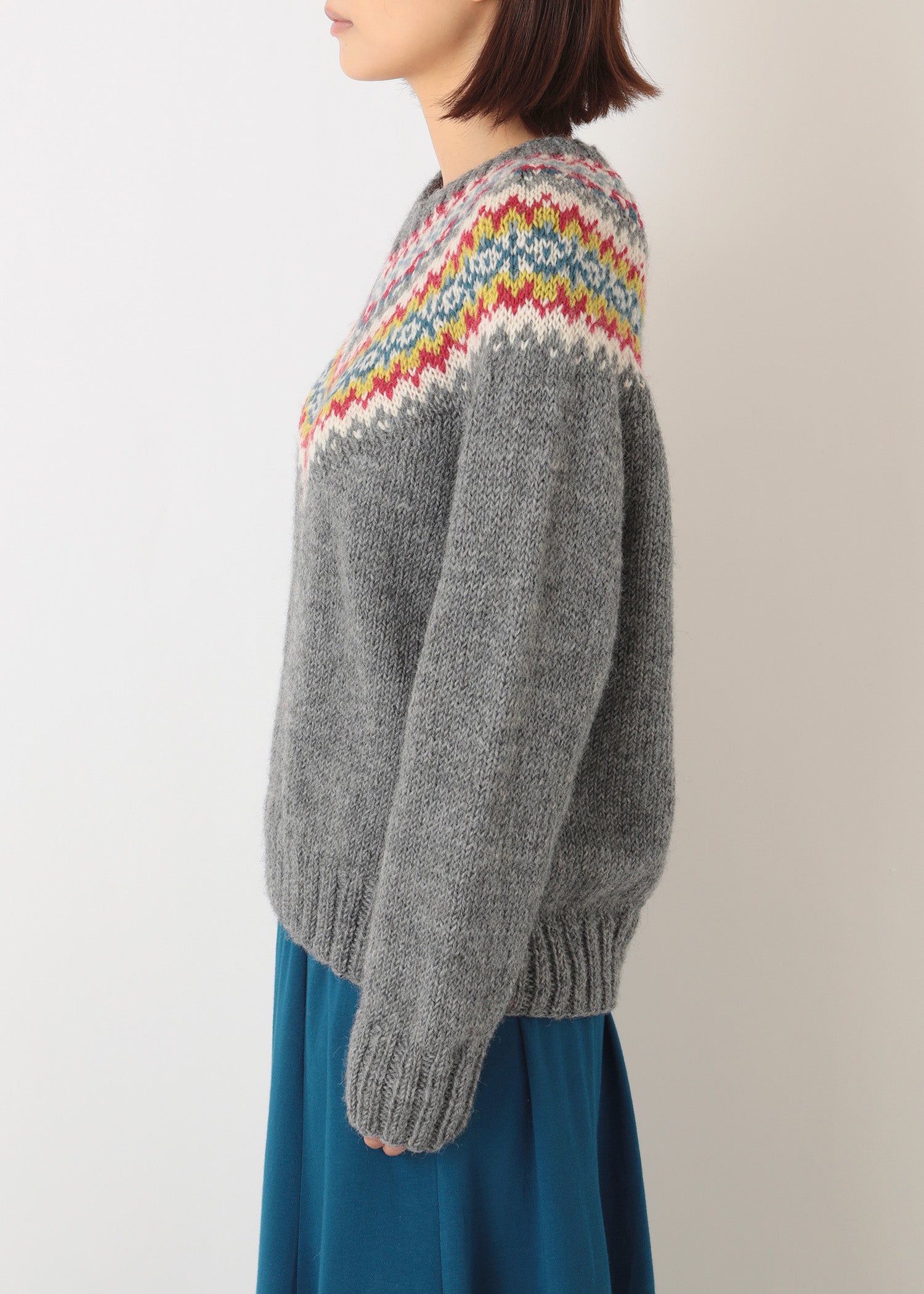 手編みフェアアイルVネックプルオーバー