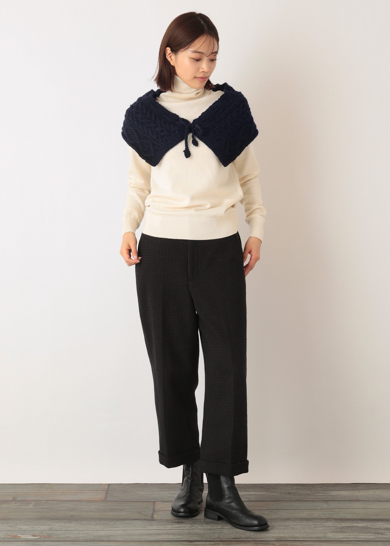 コットンクロップドパンツ 手織りオーガニックコットンドビー クロップドパンツ
