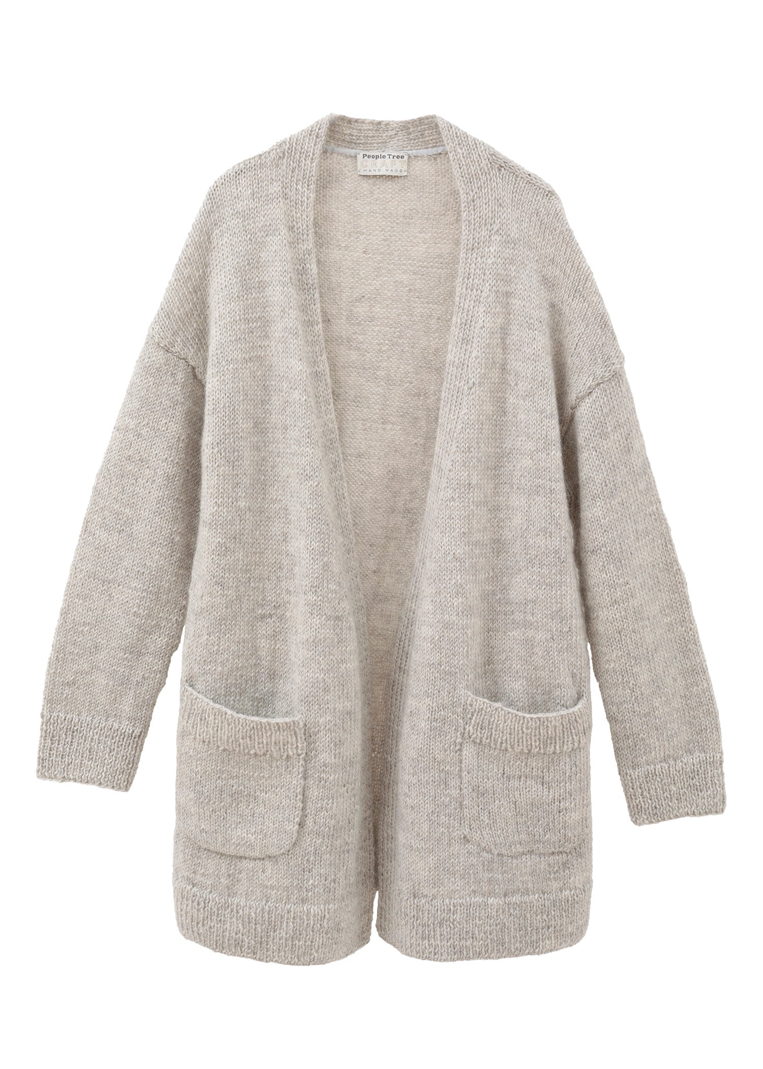 手編みボタンレスロングカーディガン