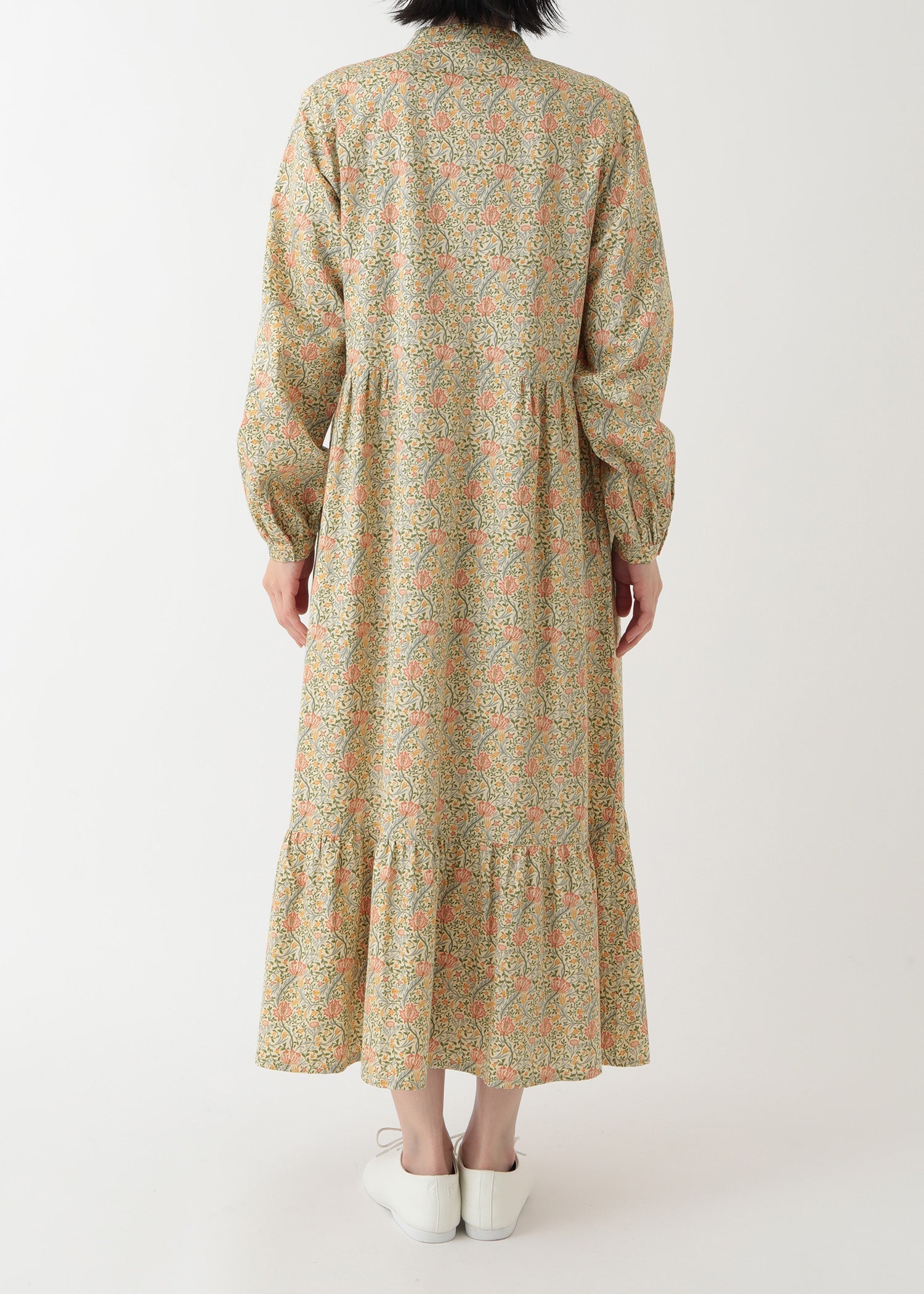 Ｖ＆Ａ オーガニックコットンサテン ロングワンピース フローラ柄