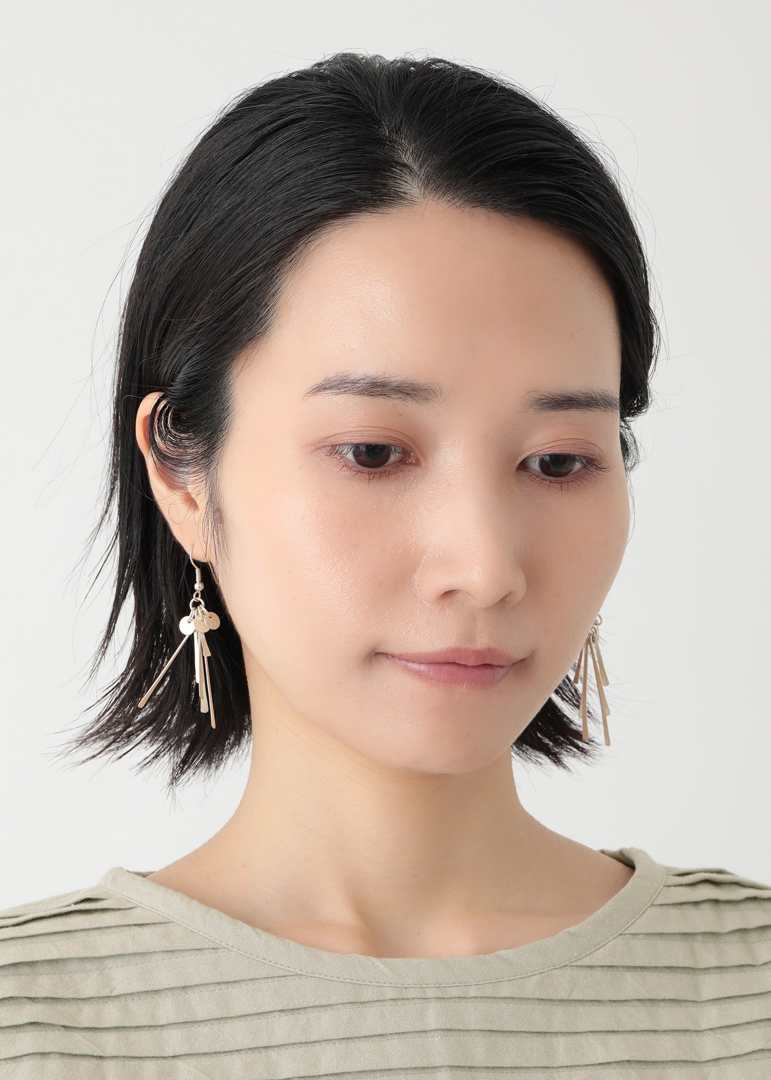 ブラスプレートピアス・フリンジ