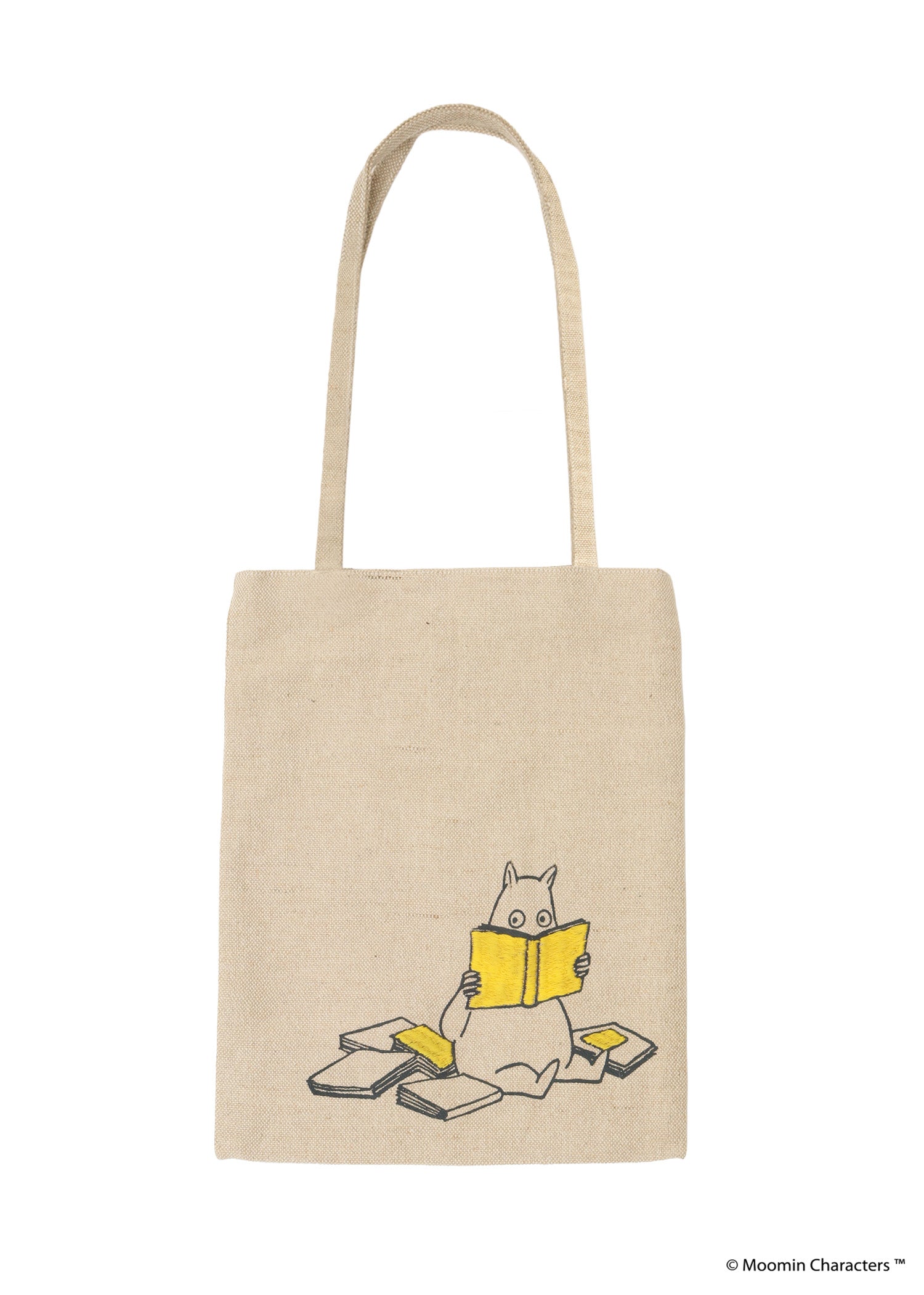 ムーミン プリント＆手刺繍トートバッグ・本を読むムーミントロール