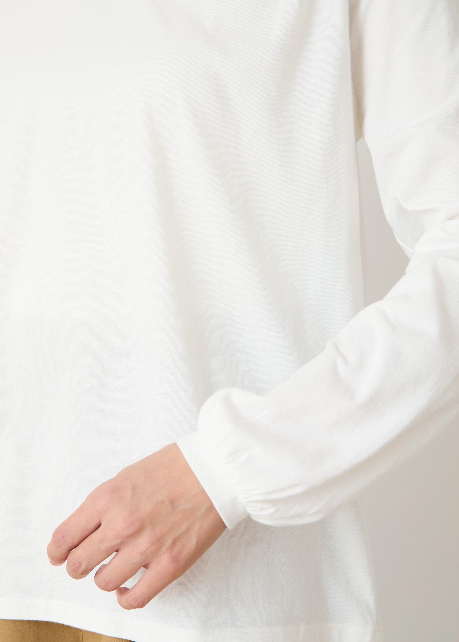 オーガニックコットン天竺 パフスリーブVネックトップ