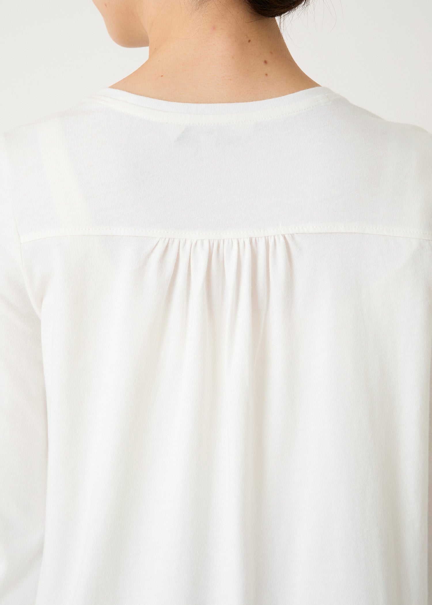 オーガニックコットン天竺 パフスリーブVネックトップ