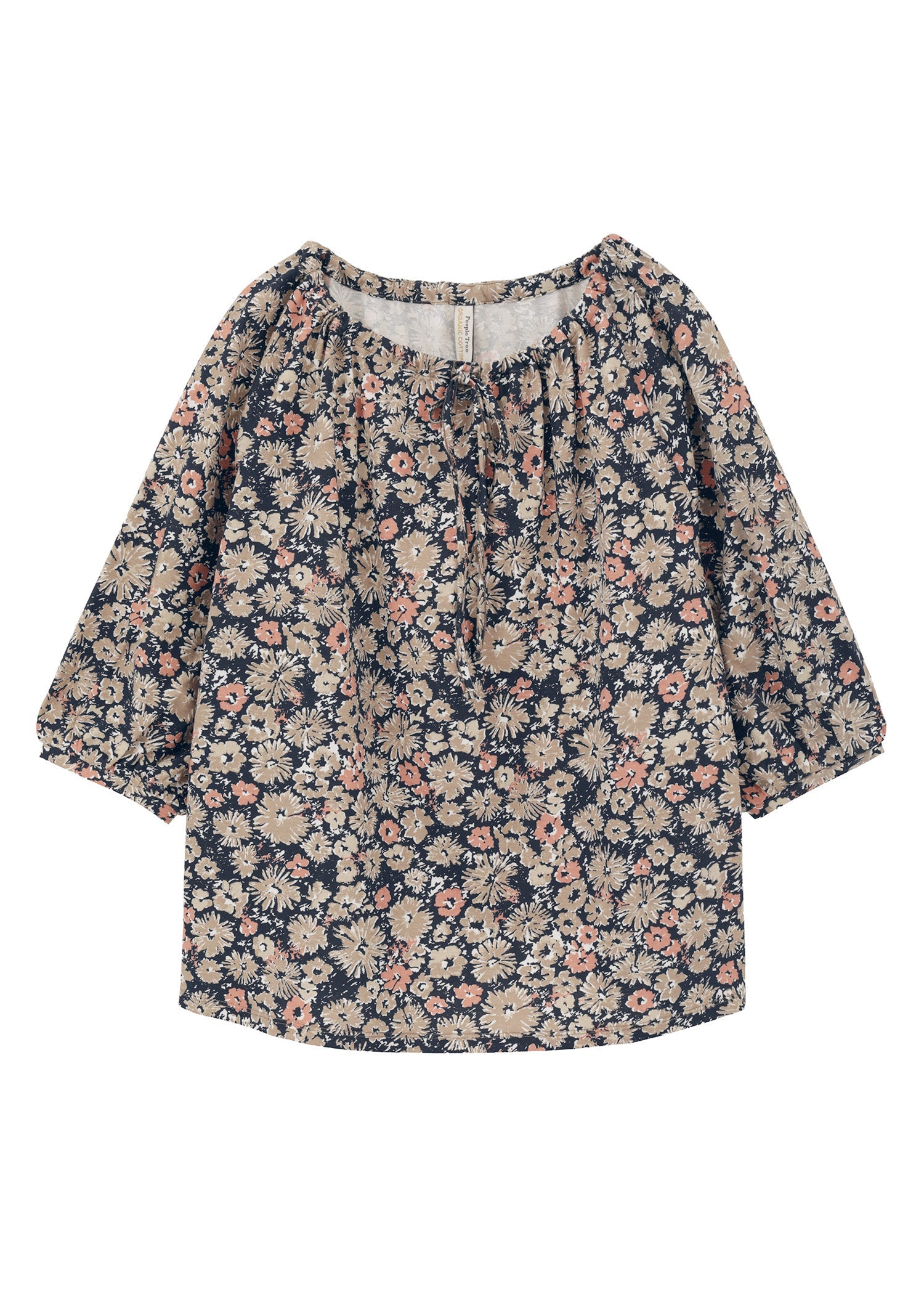 オーガニックコットン天竺 フローラルプリントトップ