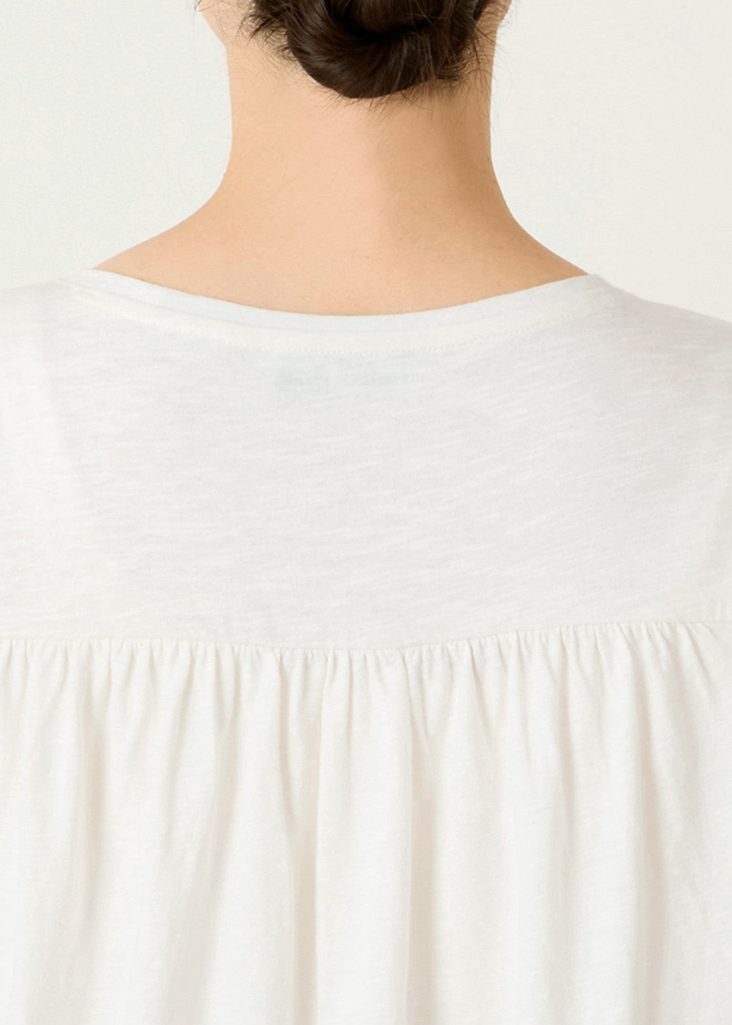 オーガニックコットン スラブ天竺 ギャザーヨークトップ
