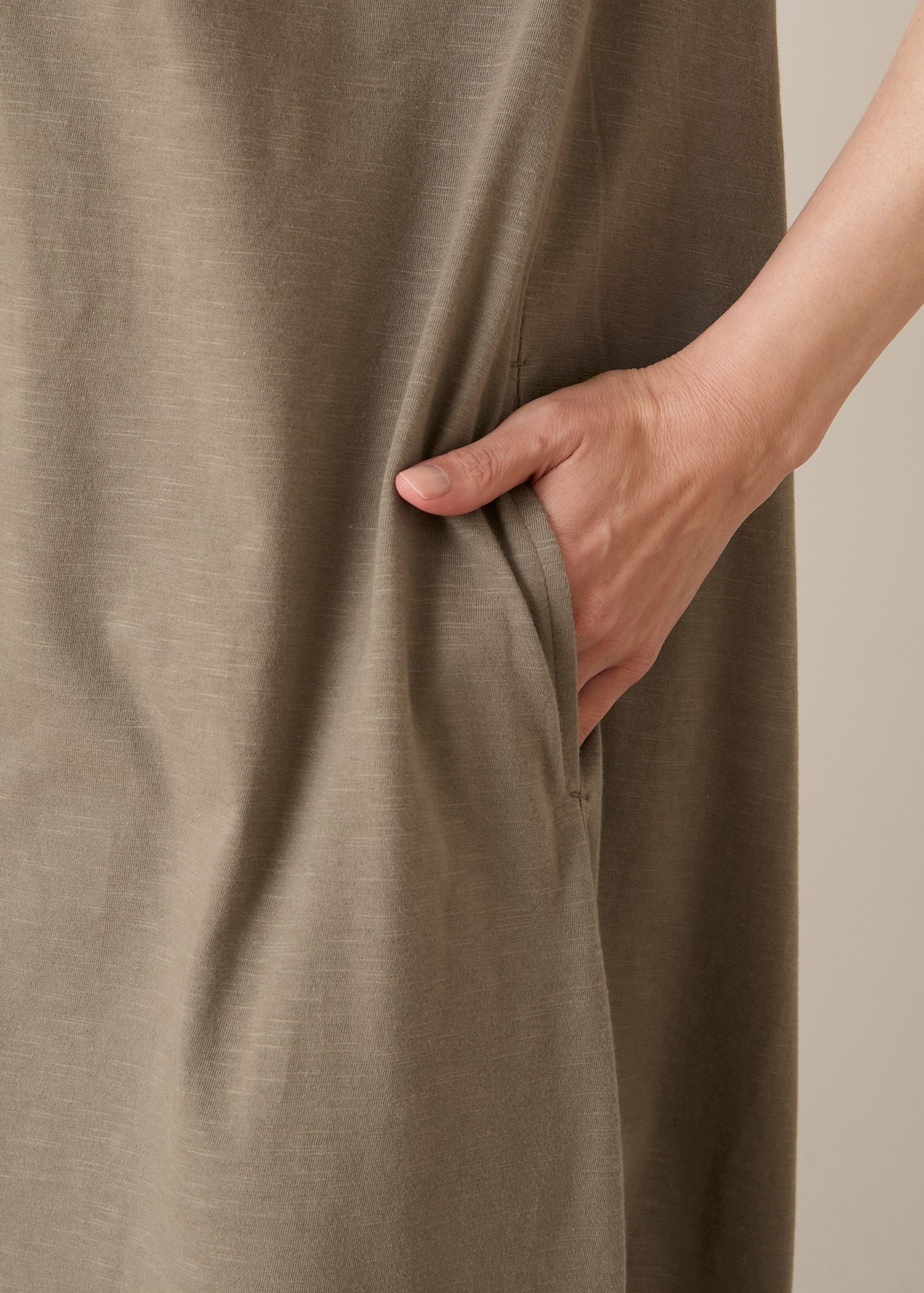 オーガニックコットン スラブ天竺 Vネックワンピース