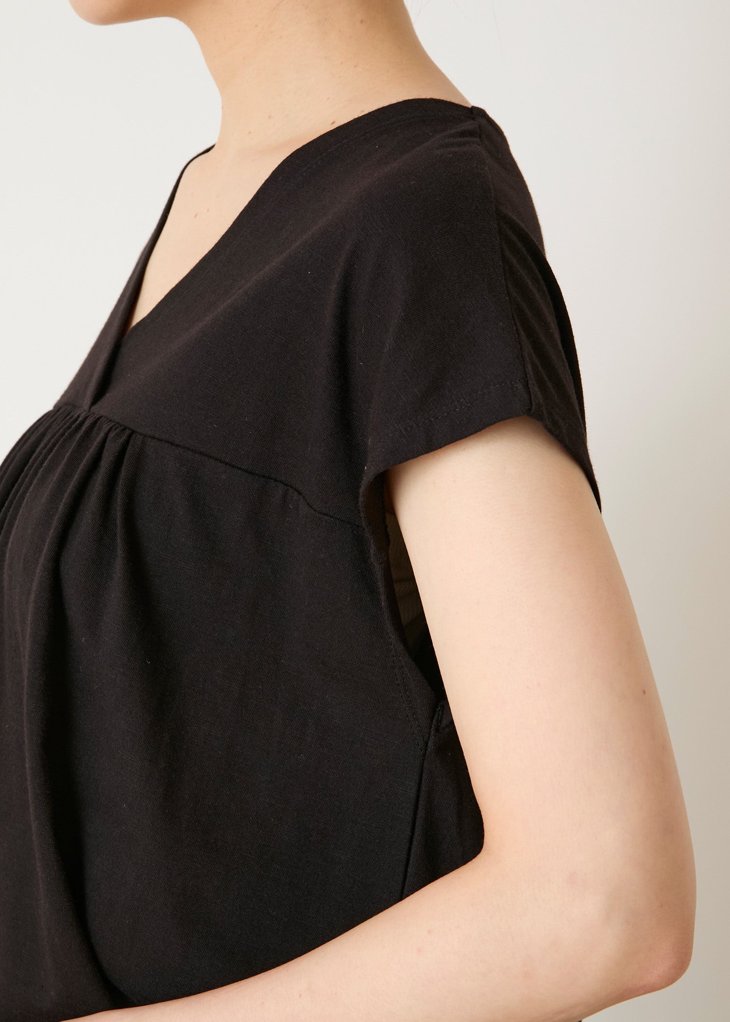 オーガニックコットン スラブ天竺 Vネックワンピース