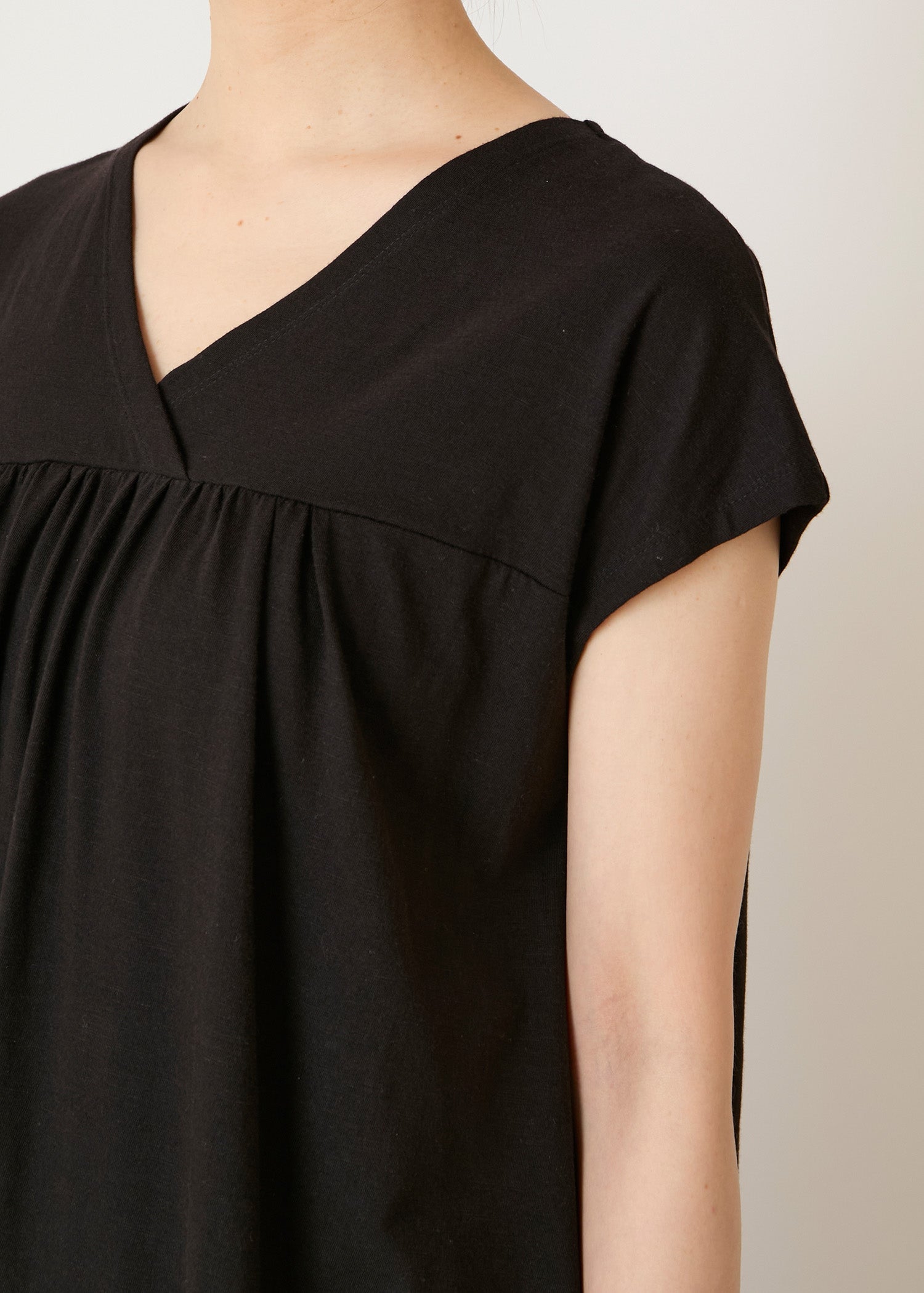 オーガニックコットン スラブ天竺 Vネックワンピース