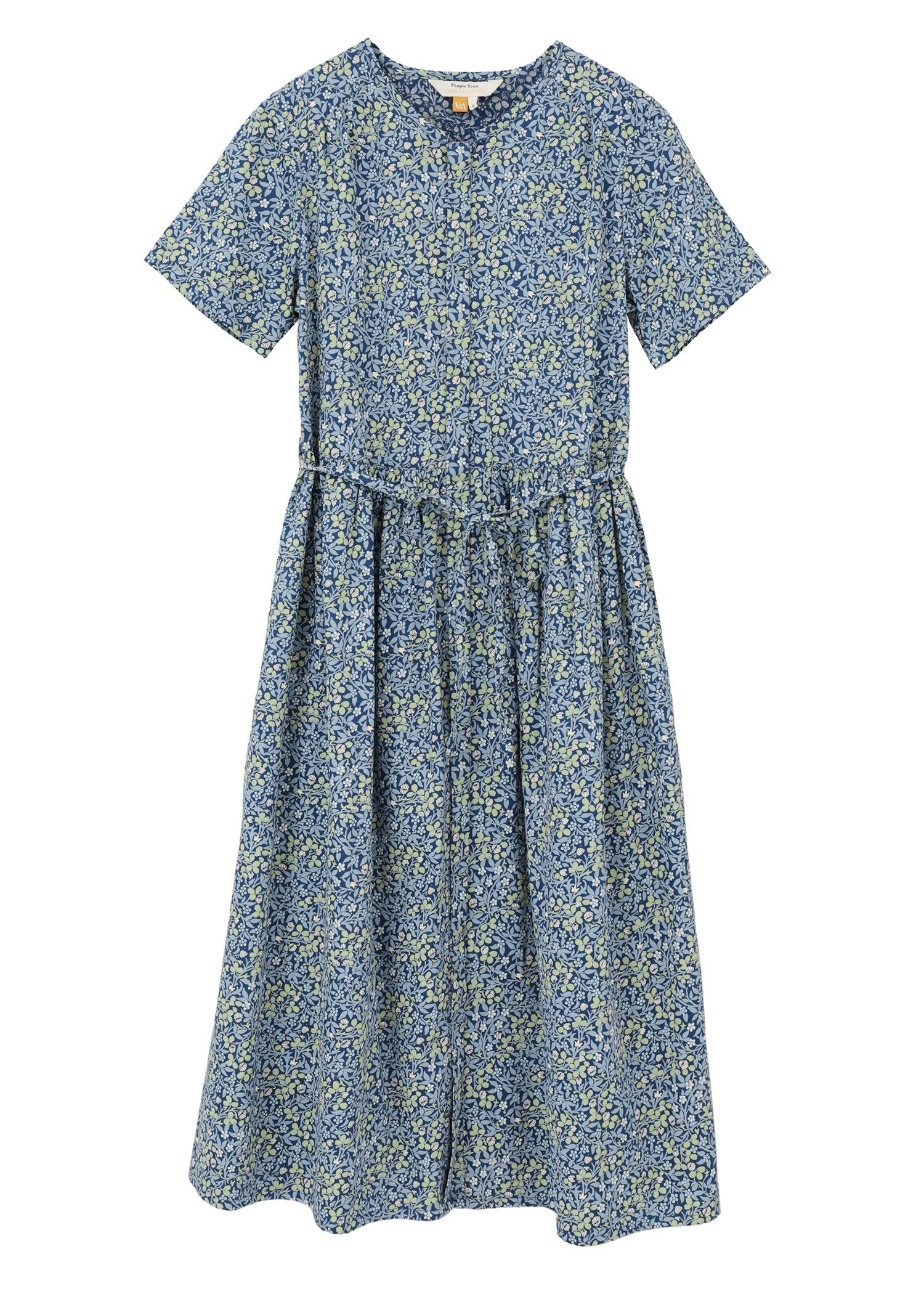PEOPLE TREE V&A ワンピース V＆A オーガニックコットンサテン シャツワンピース クローバー柄