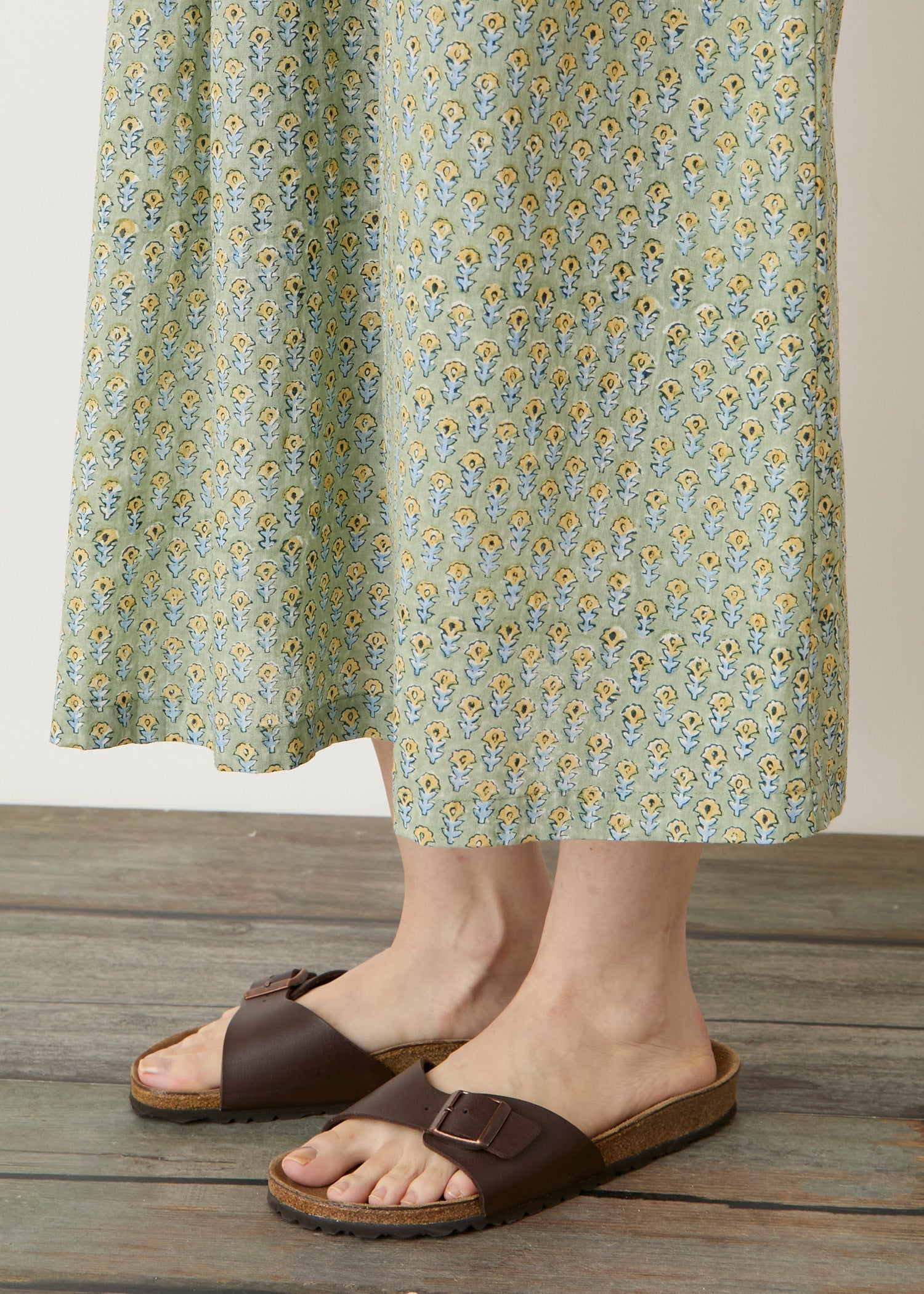 コットンブロックプリント ミックスパターンワンピース