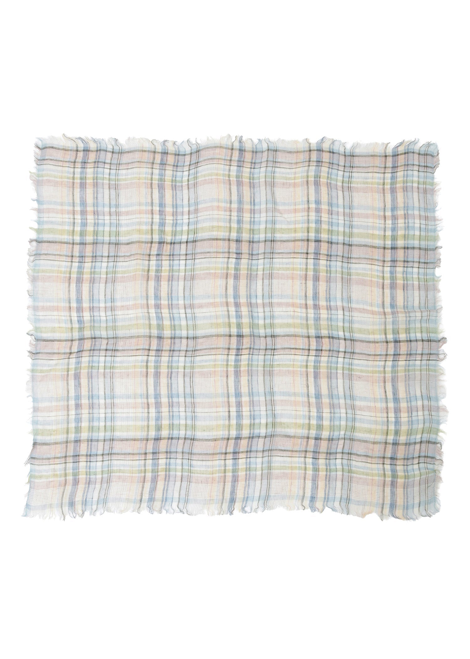 手織りリネン スクエアチェックストール