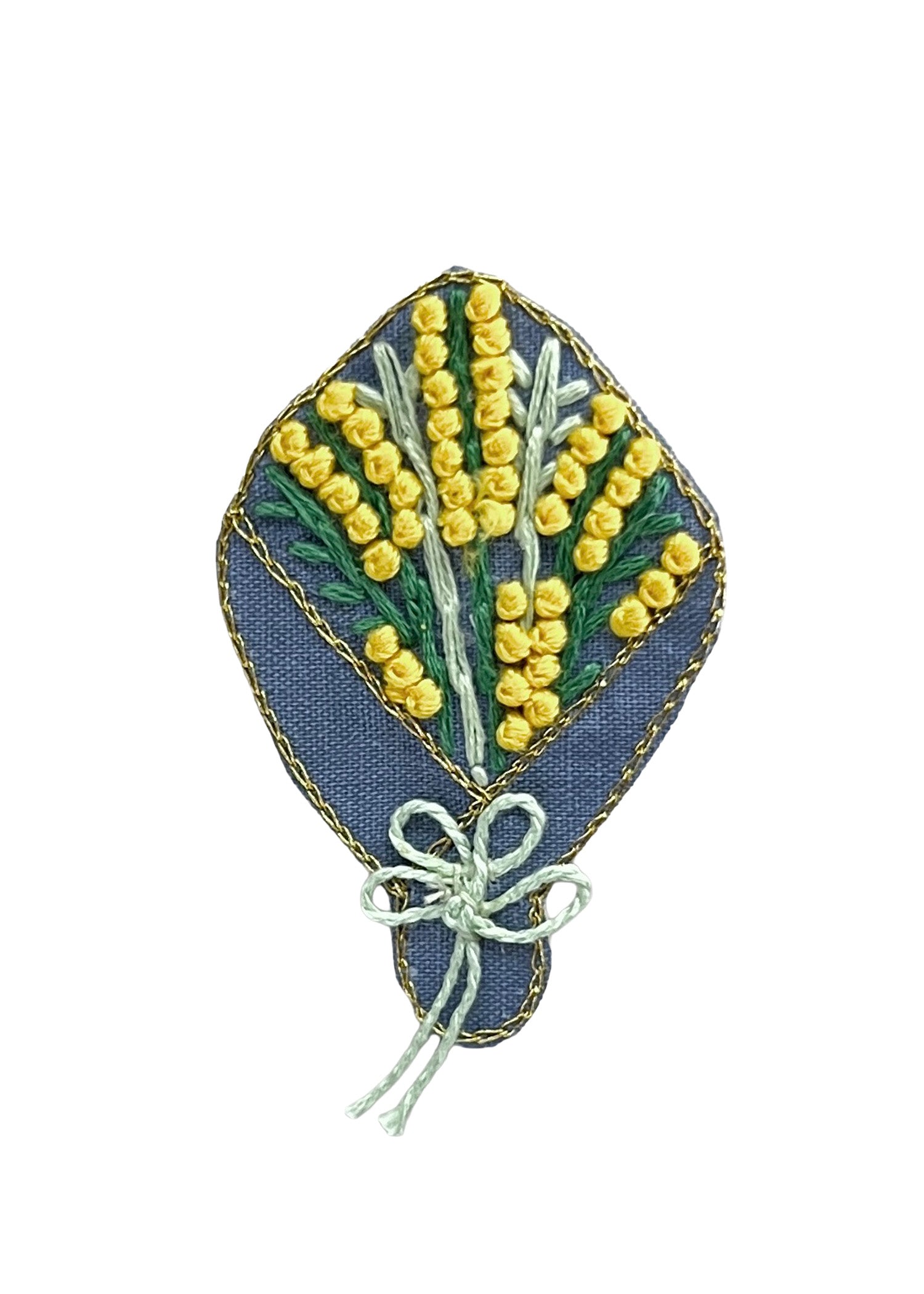 手刺繍ブローチ ミモザブーケ