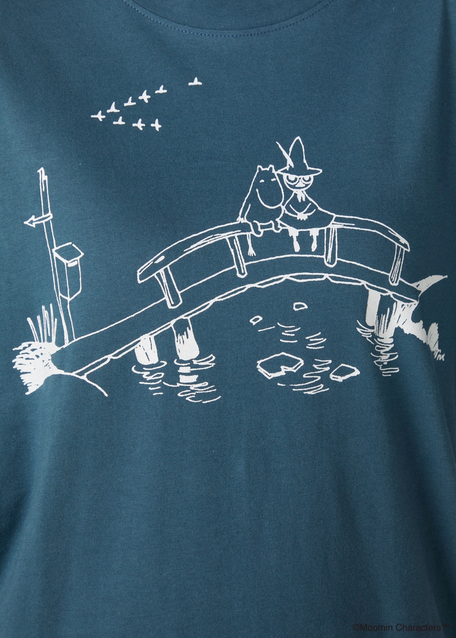 ムーミン オーガニックコットン ユニセックスロングスリーブＴシャツ・橋の上のフレンズ