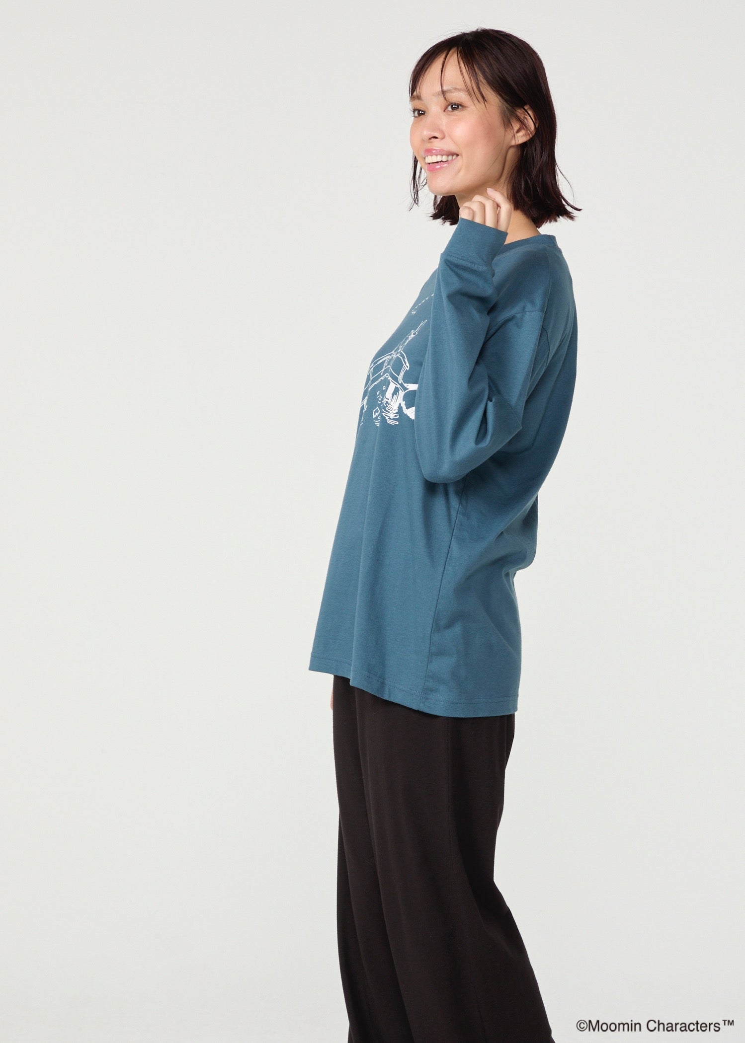 ムーミン オーガニックコットン ユニセックスロングスリーブＴシャツ・橋の上のフレンズ