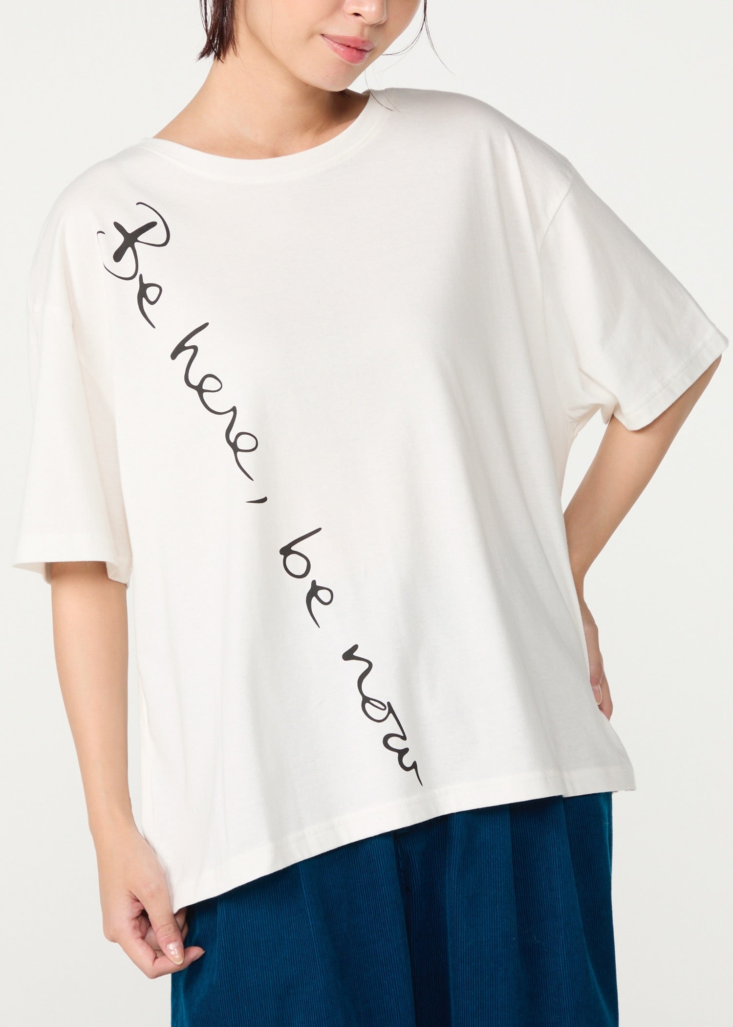 オーガニックコットン天竺 メッセージスリットTシャツ