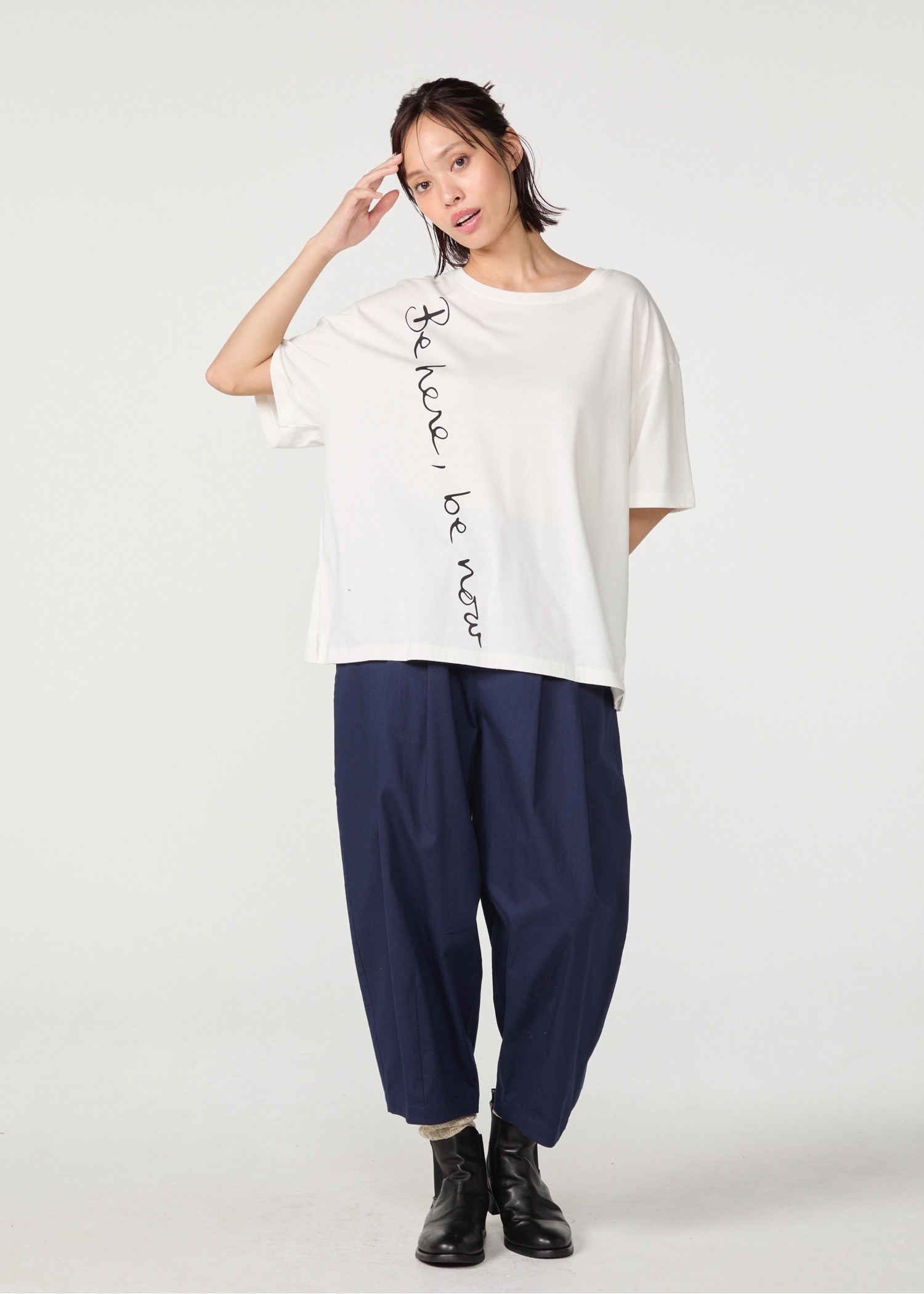 オーガニックコットン天竺 メッセージスリットTシャツ