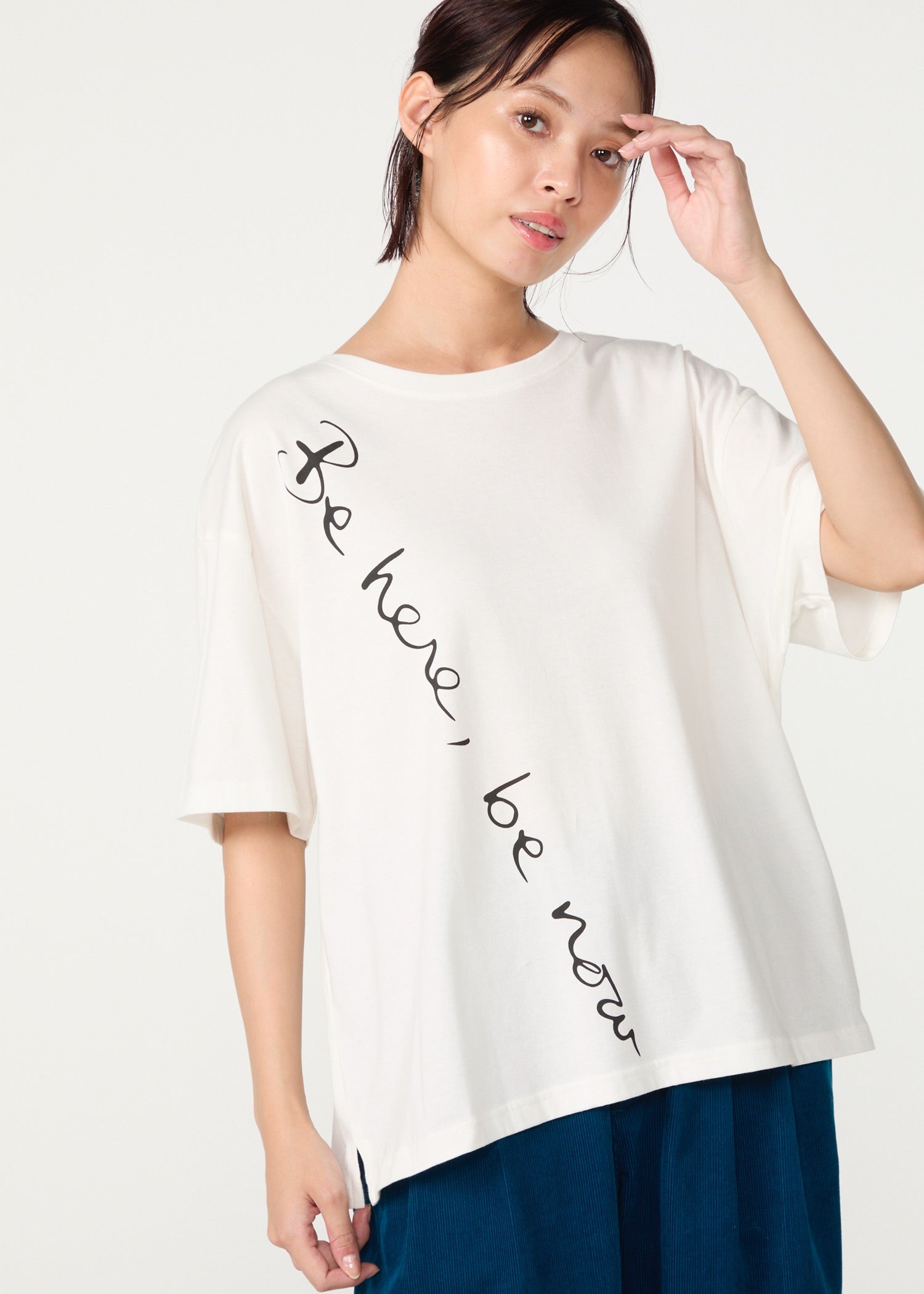 オーガニックコットン天竺 メッセージスリットTシャツ