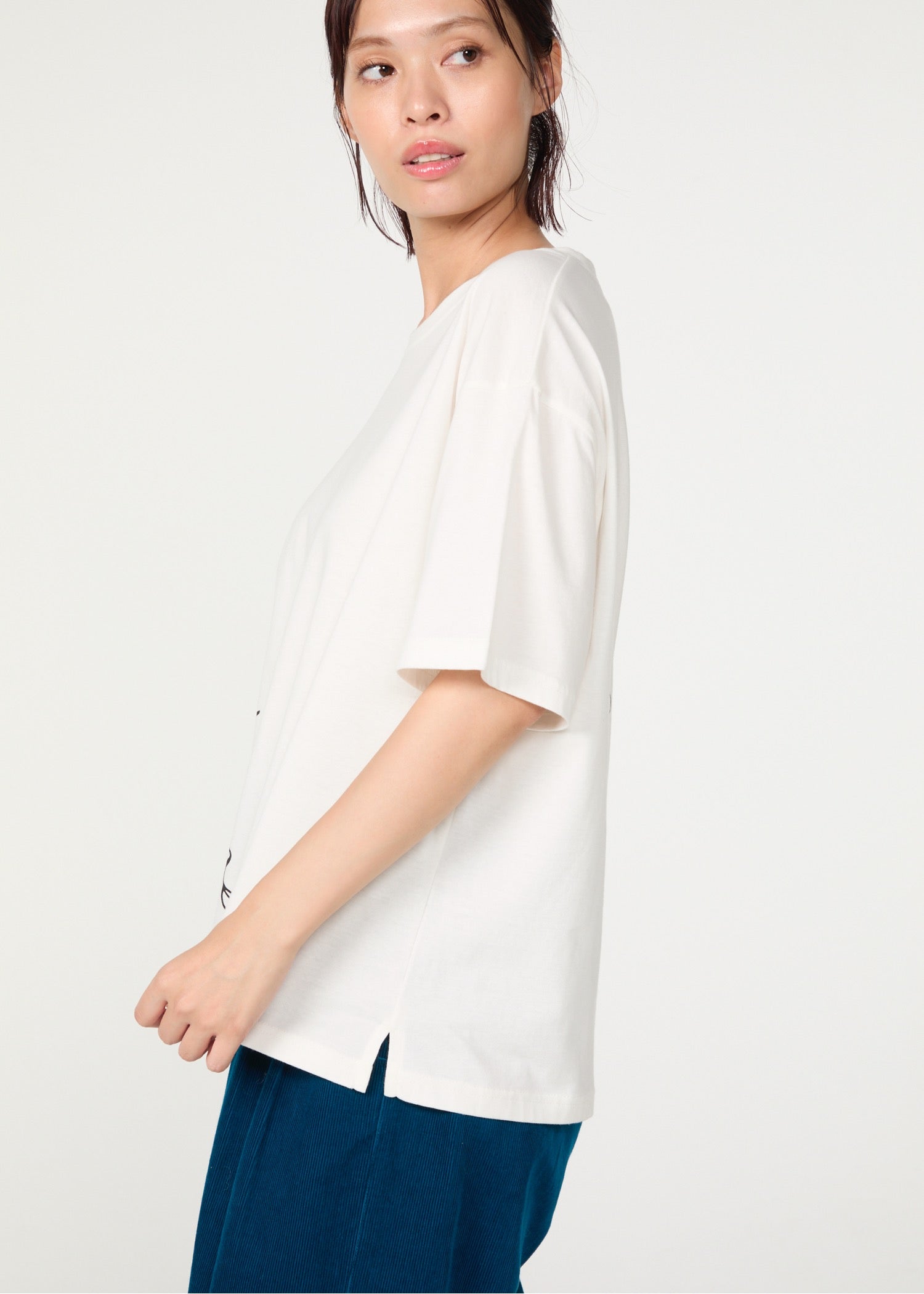 オーガニックコットン天竺 メッセージスリットTシャツ