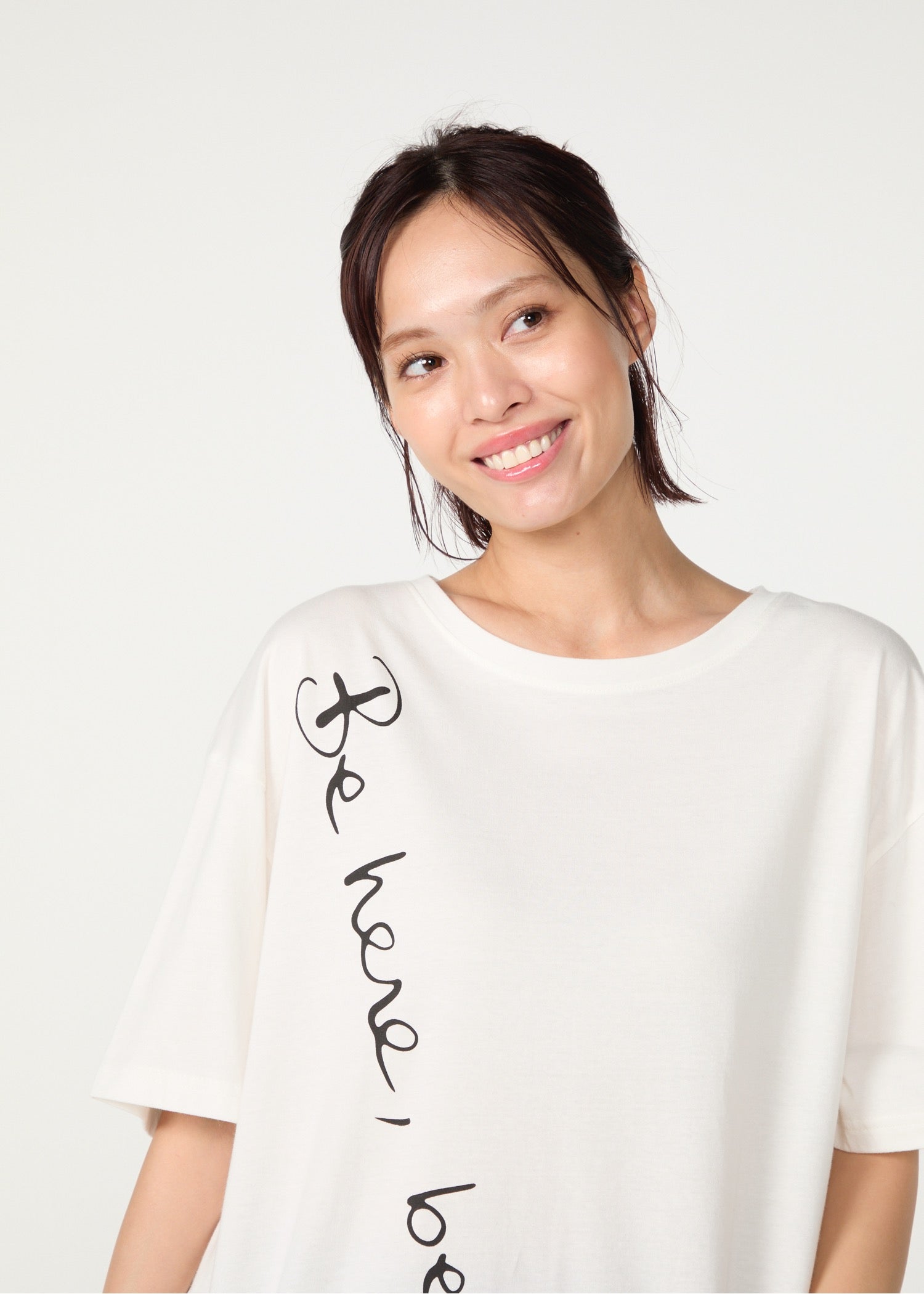 オーガニックコットン天竺 メッセージスリットTシャツ