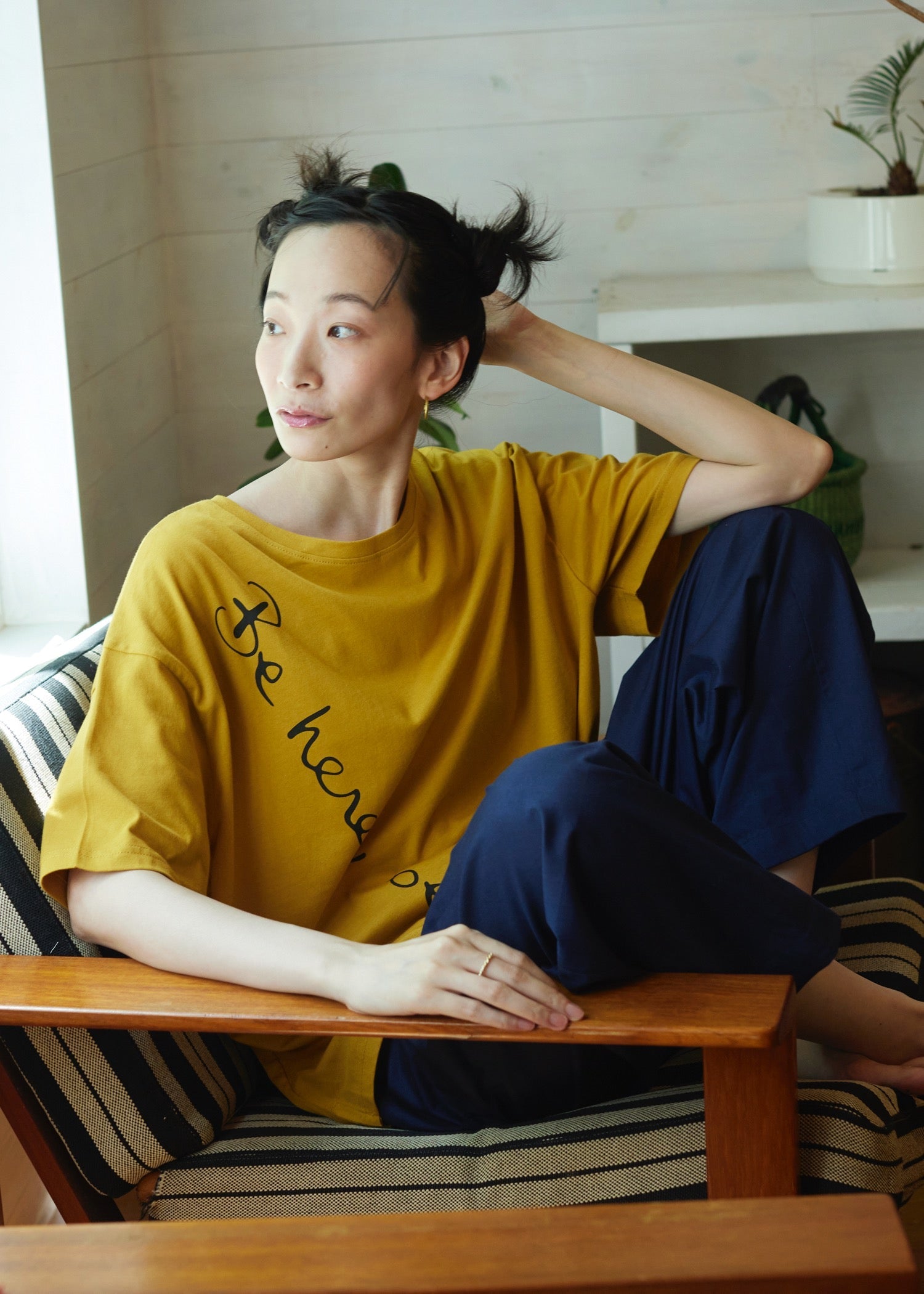 オーガニックコットン天竺 メッセージスリットTシャツ
