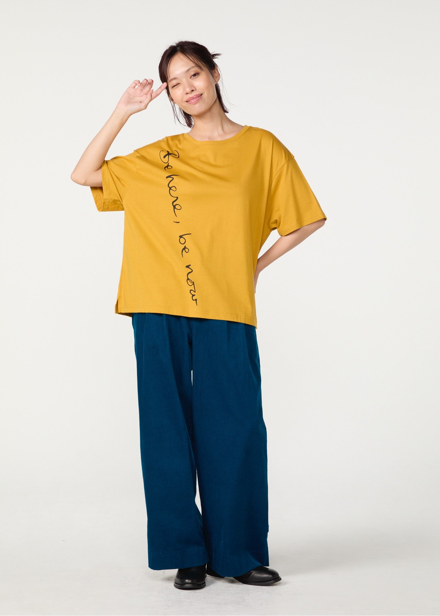 オーガニックコットン天竺 メッセージスリットTシャツ