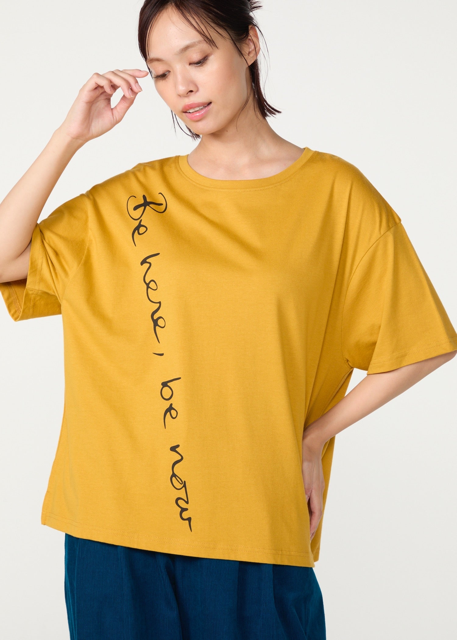オーガニックコットン天竺 メッセージスリットTシャツ
