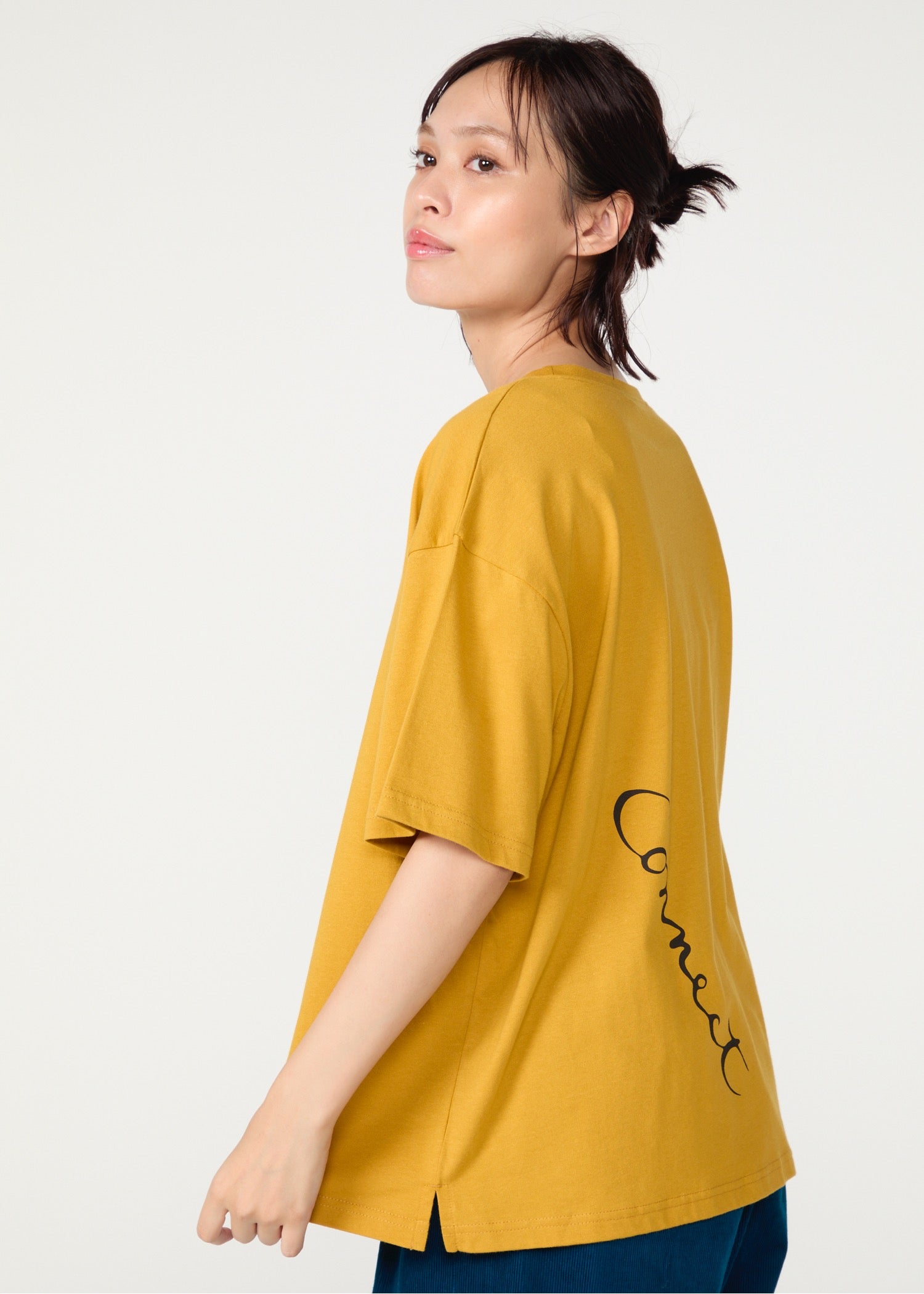 オーガニックコットン天竺 メッセージスリットTシャツ