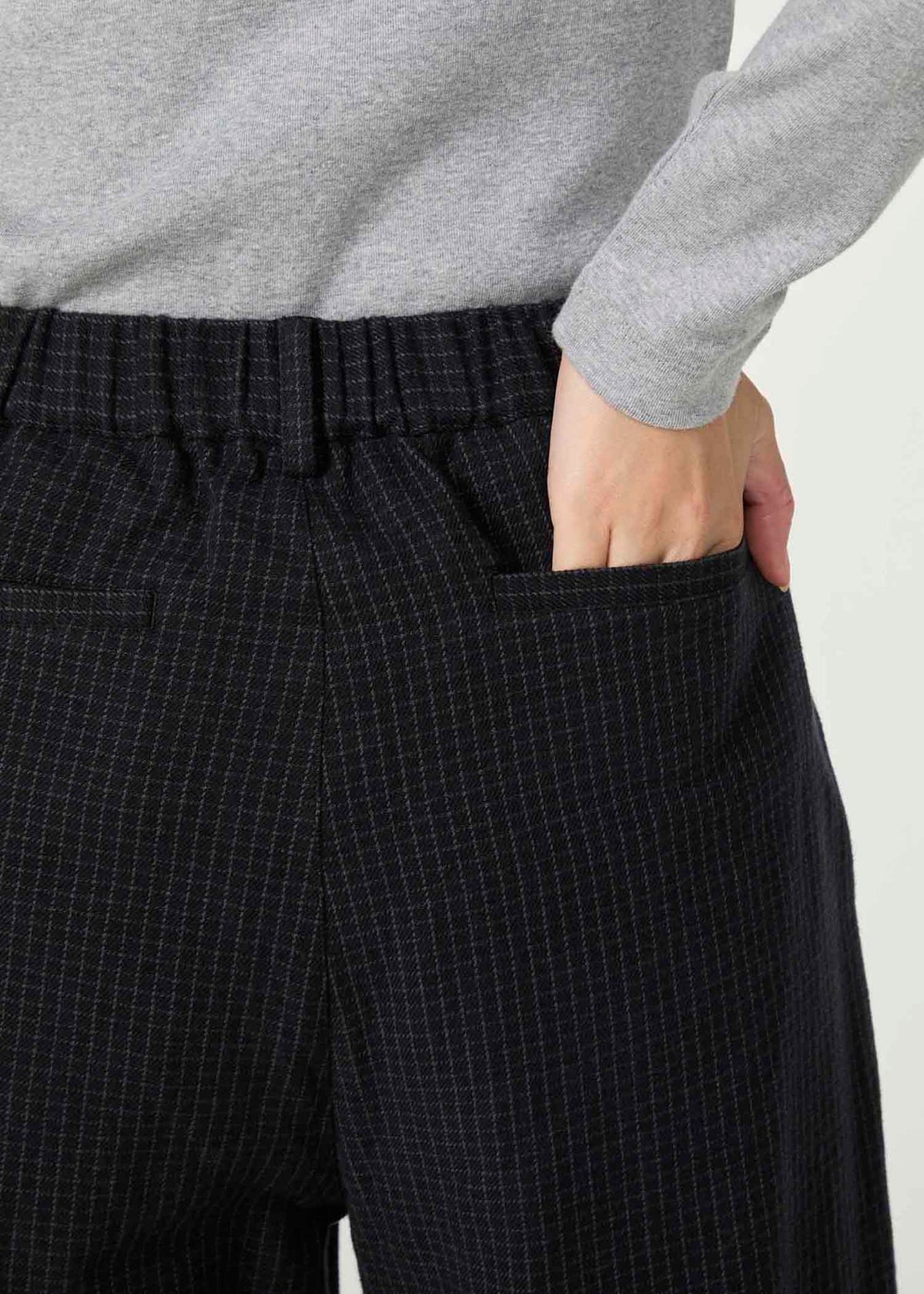 手織りオーガニックコットンチェック ストレートパンツ
