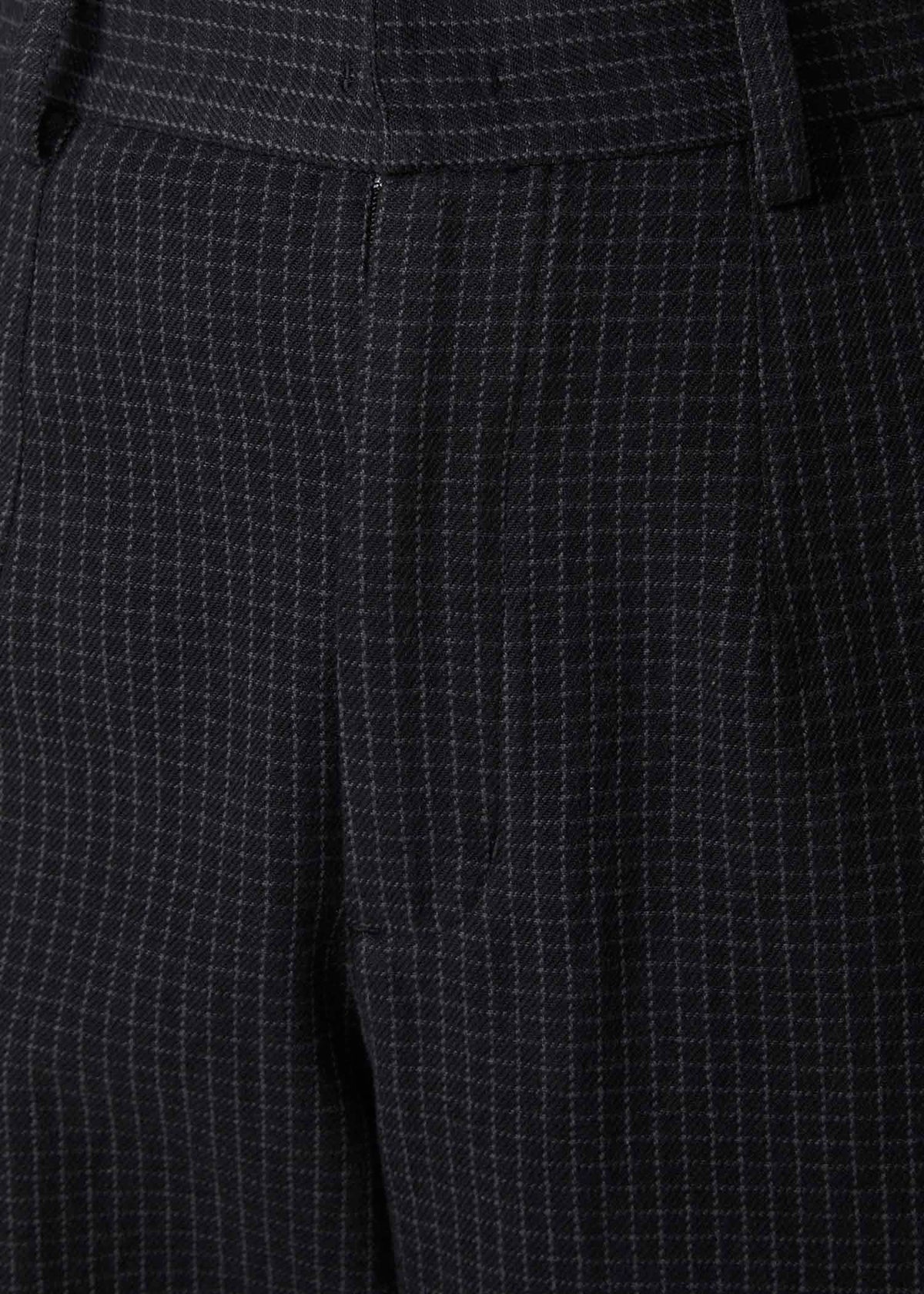 手織りオーガニックコットンチェック ストレートパンツ
