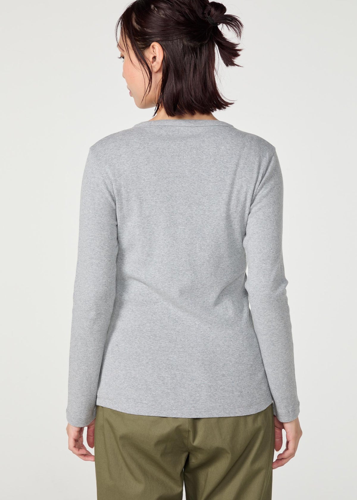 オーガニックコットンベーシック クルーネック長袖トップ