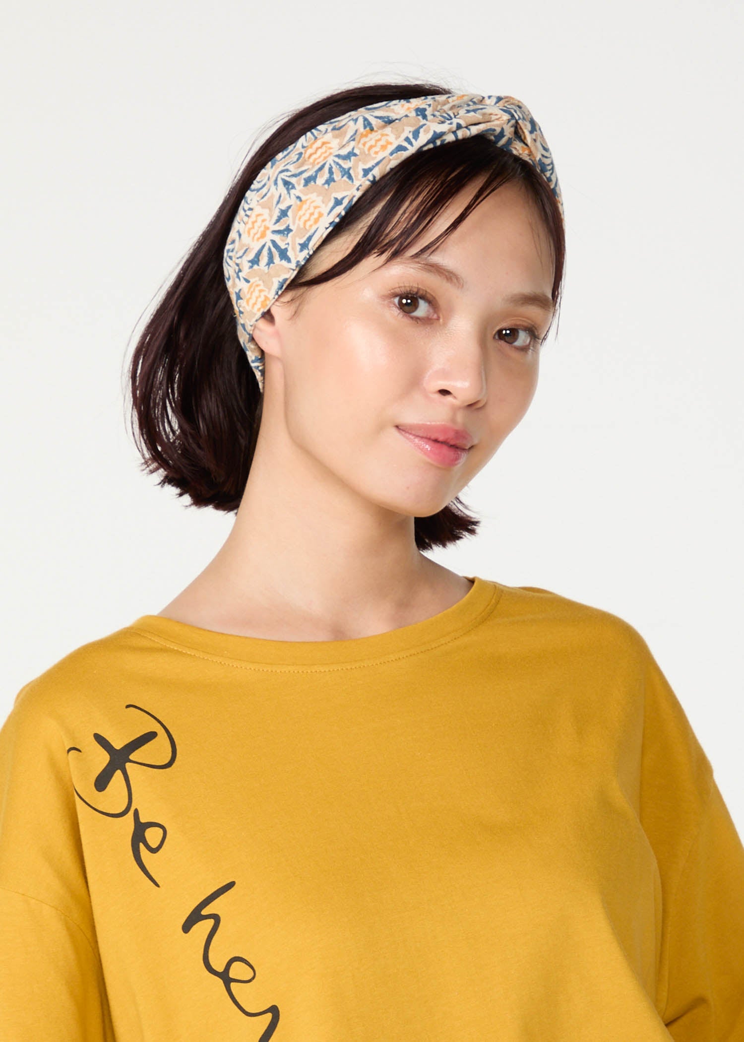 Ｖ＆Ａ ブロックプリント ヘアバンド・アザミ柄