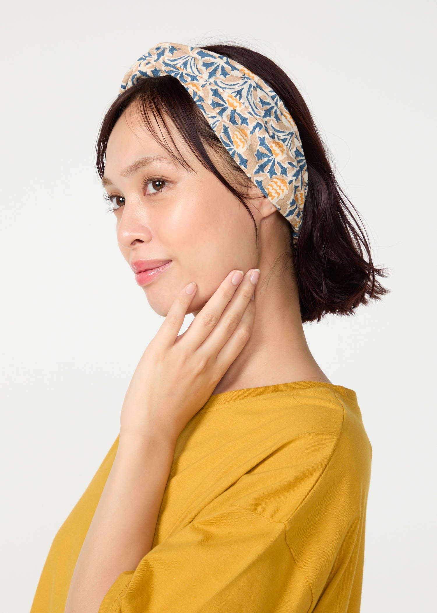 Ｖ＆Ａ ブロックプリント ヘアバンド・アザミ柄