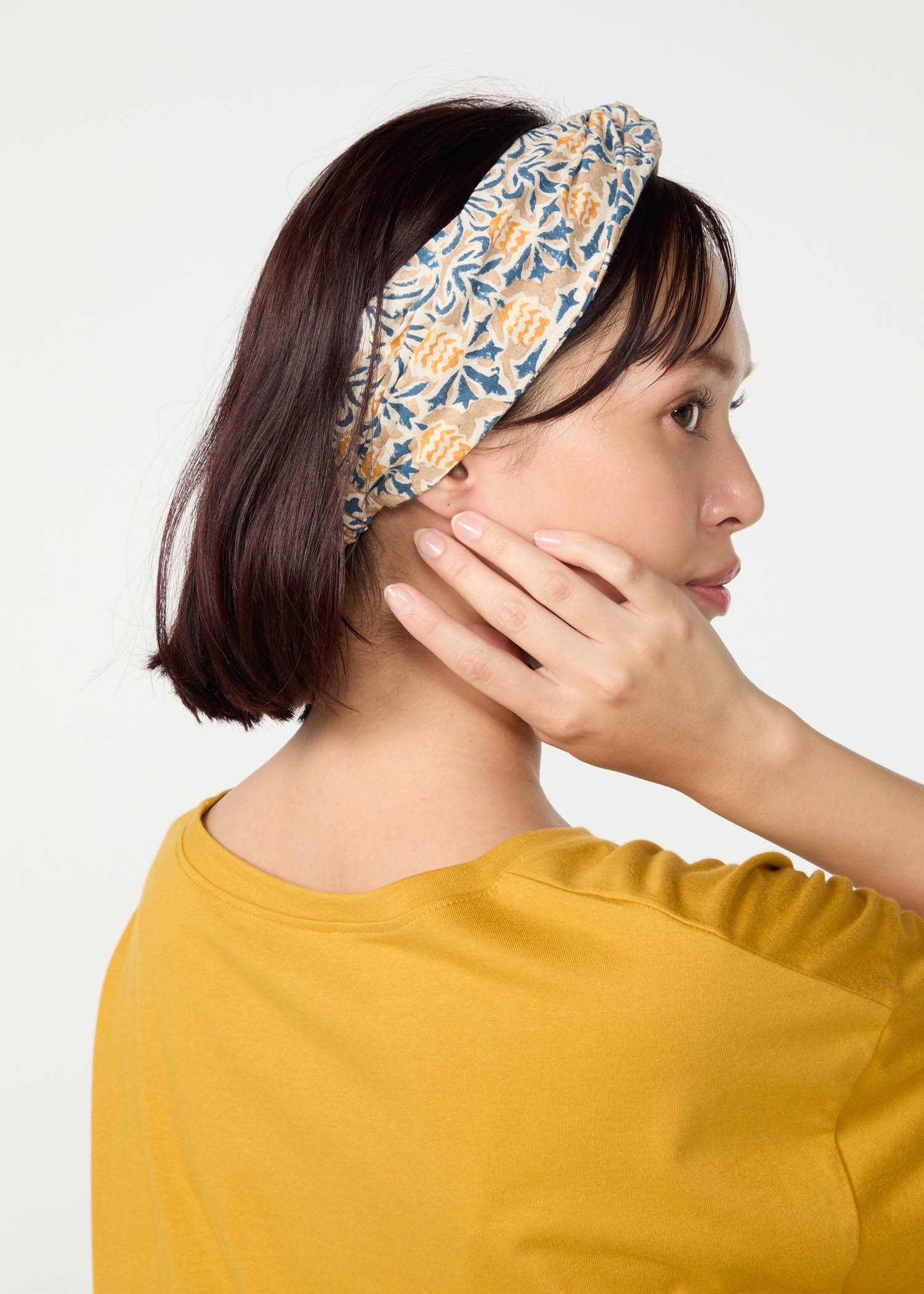 Ｖ＆Ａ ブロックプリント ヘアバンド・アザミ柄