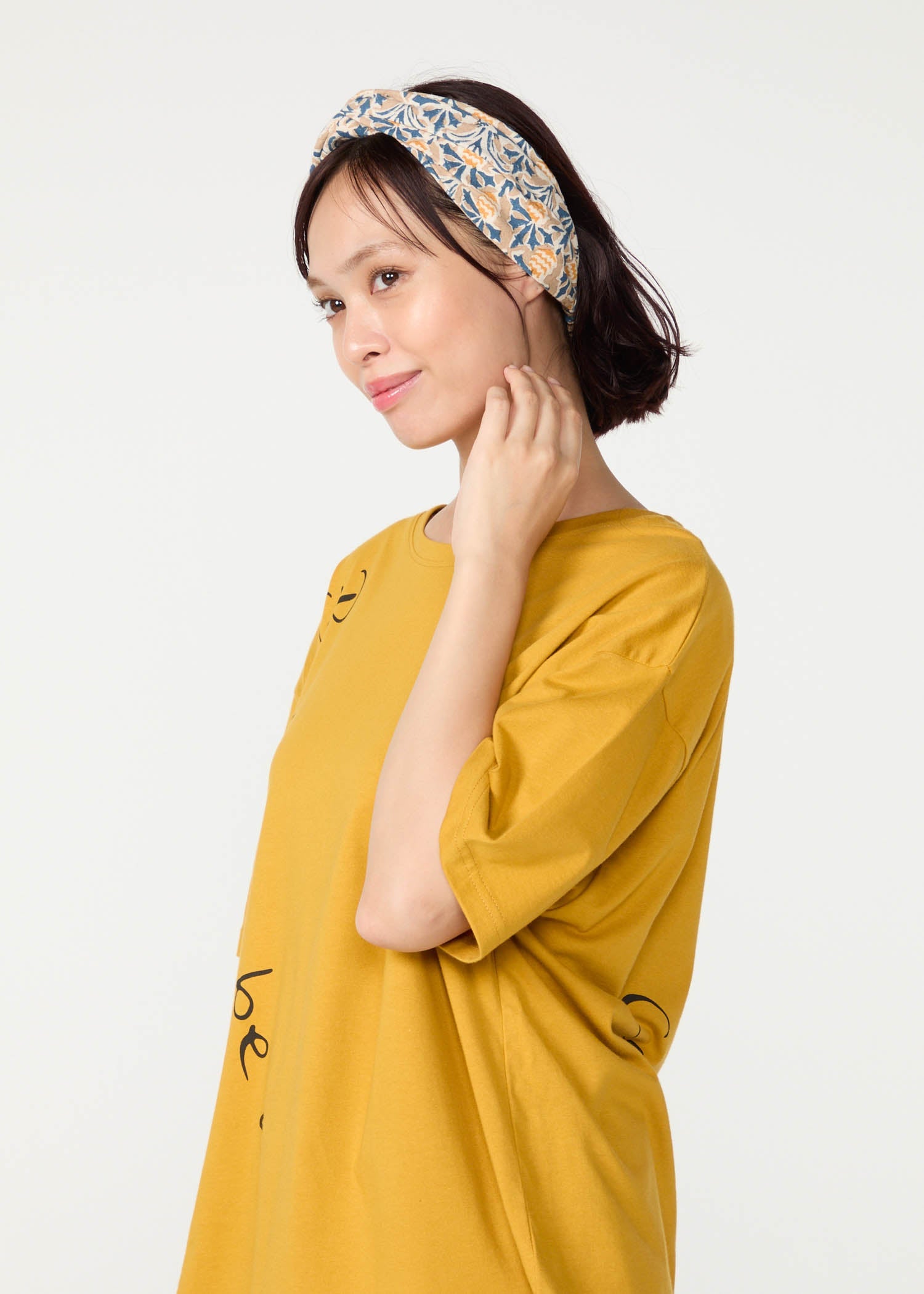Ｖ＆Ａ ブロックプリント ヘアバンド・アザミ柄