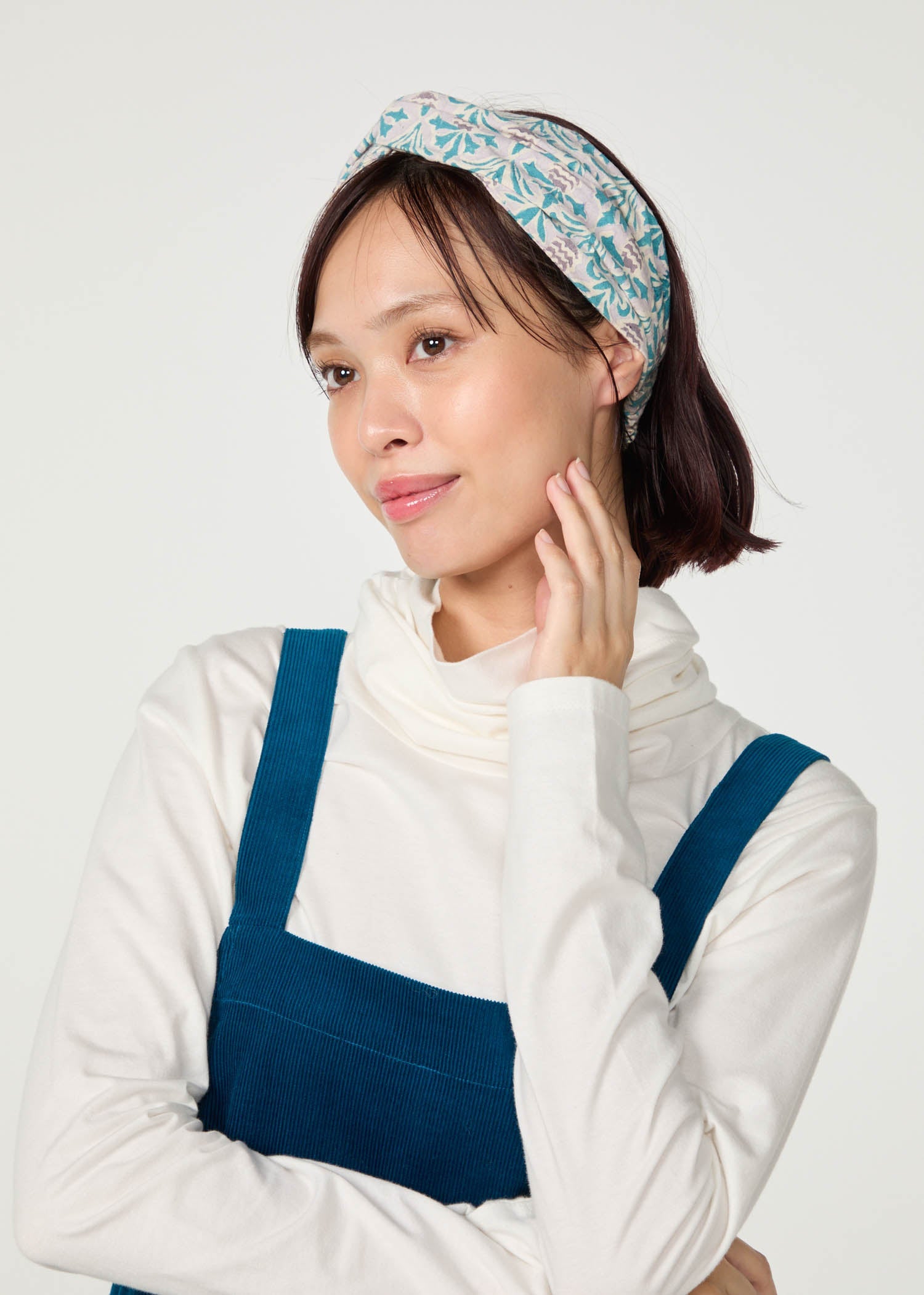 Ｖ＆Ａ ブロックプリント ヘアバンド・アザミ柄