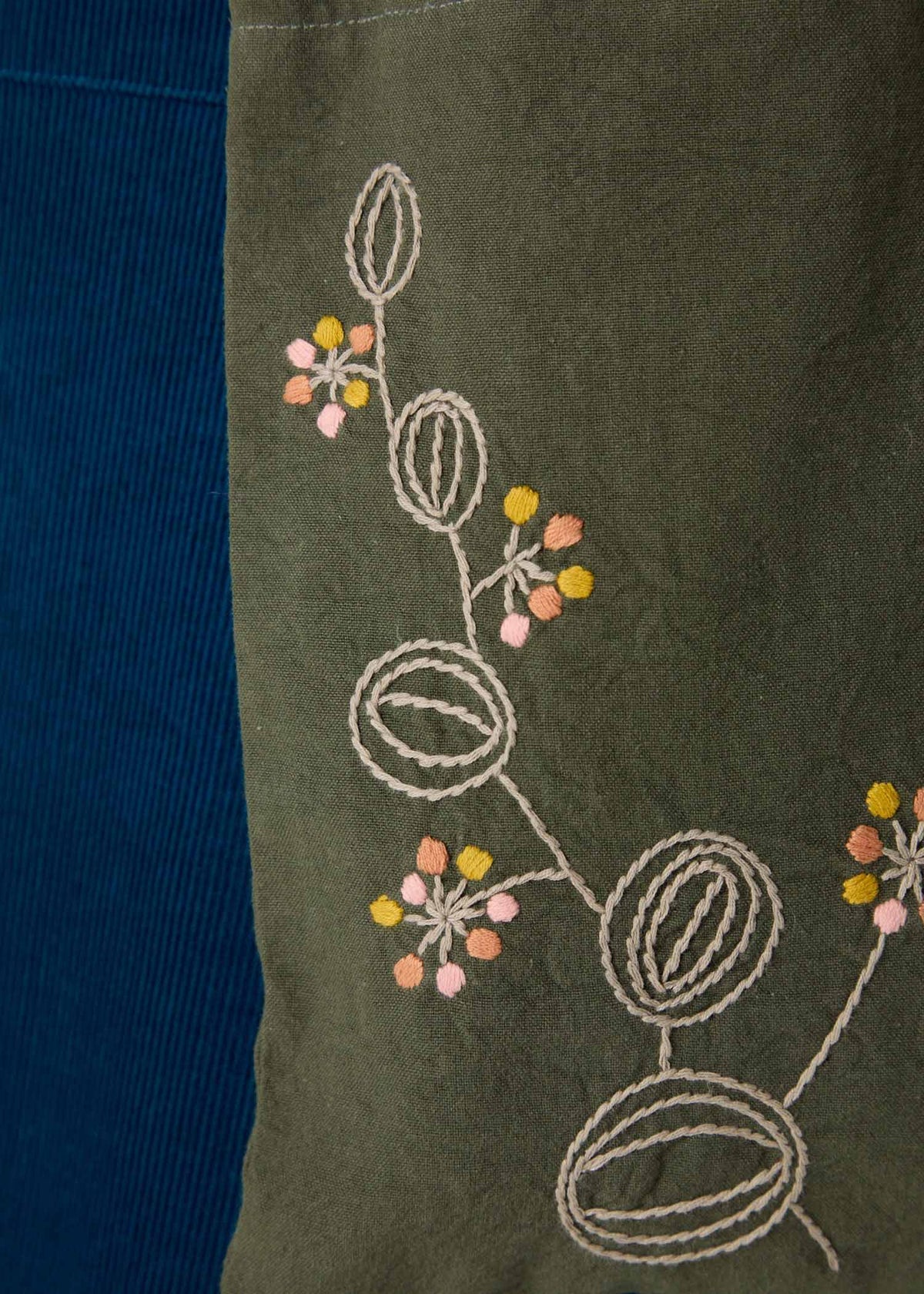 手織りコットン フラワー手刺繍ミニトート