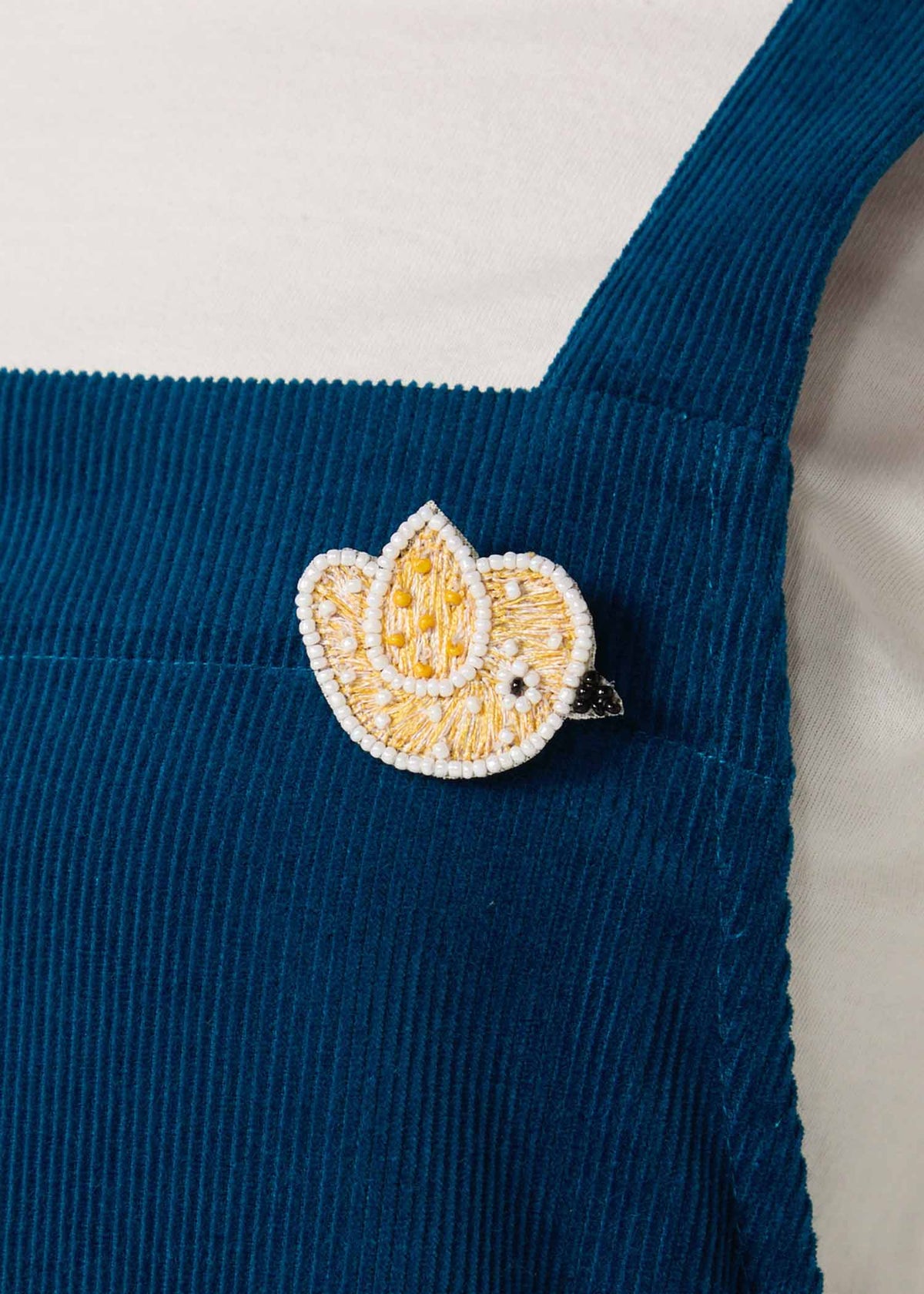 手刺繍バードブローチ・カナリア
