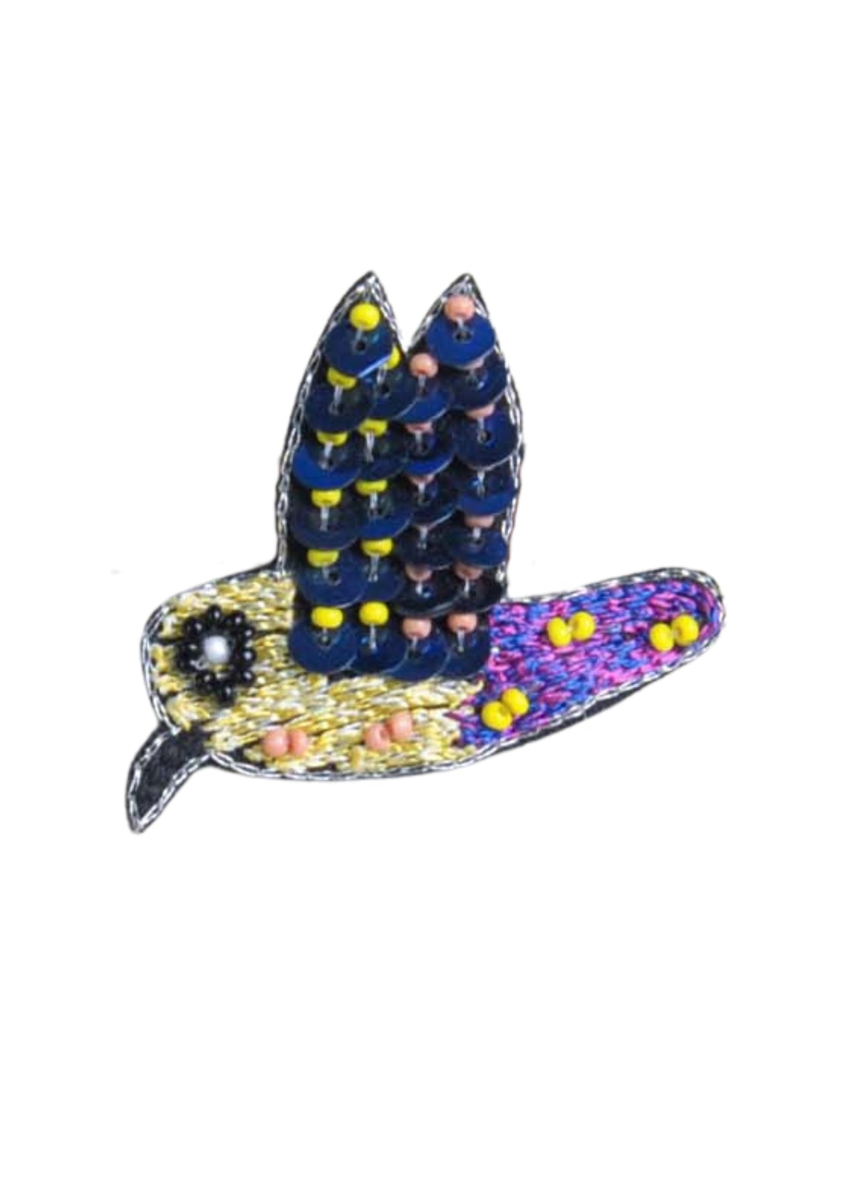 手刺繍バードブローチ・ハチドリ