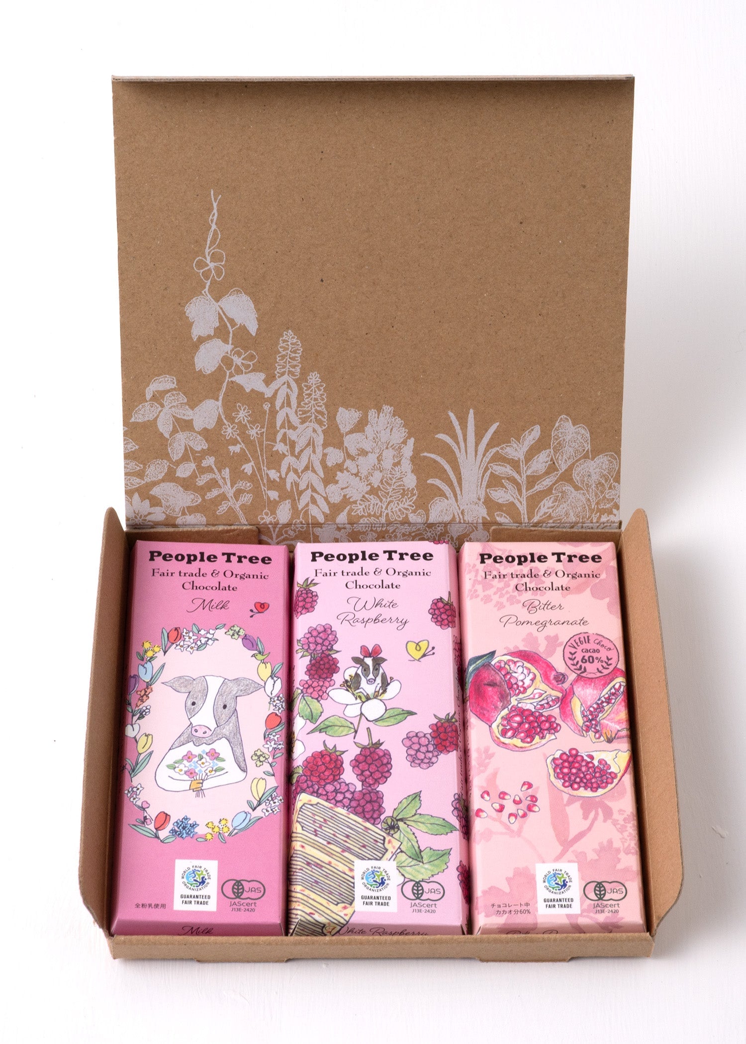 クラフトボックス入りフェアトレード＆オーガニック板チョコ期間限定3枚セット