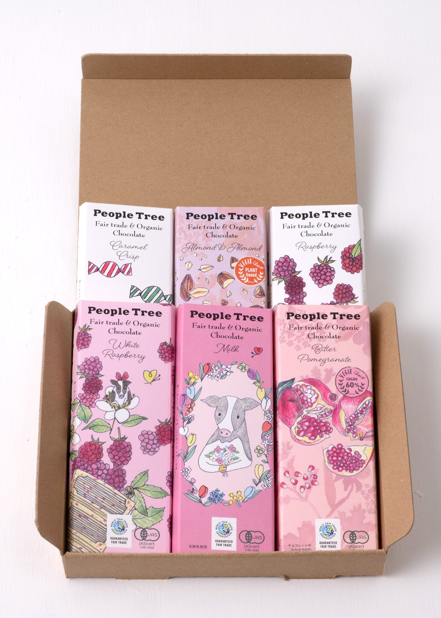 クラフトボックス入りフェアトレード＆オーガニック板チョコ・期間限定6枚セット