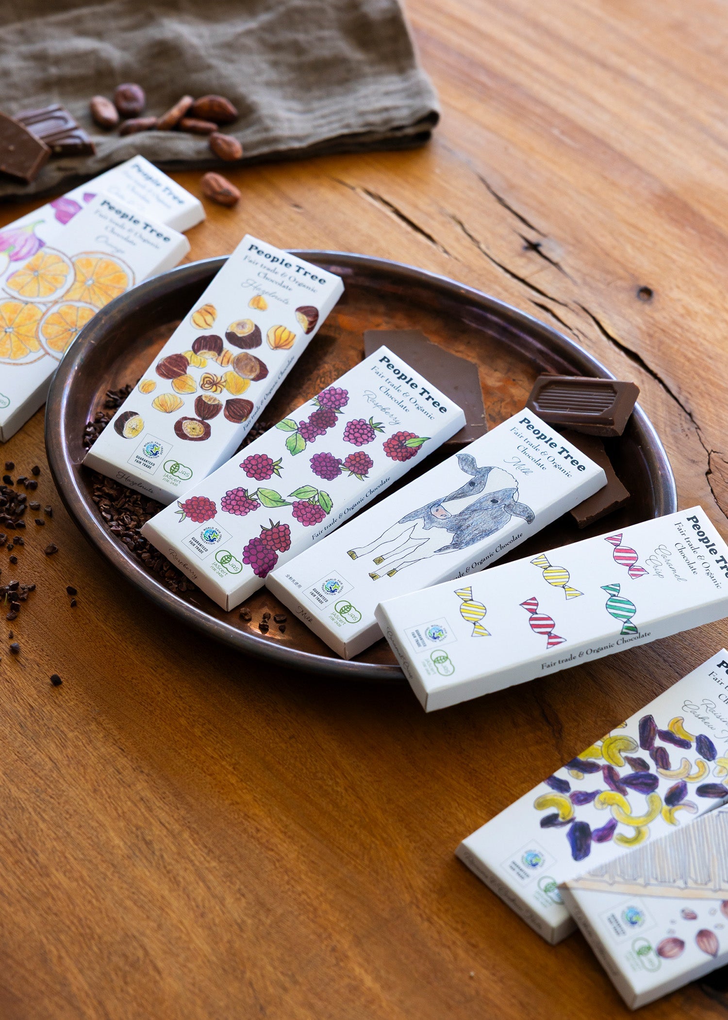 クラフトボックス入りフェアトレード＆オーガニック板チョコ 全種15枚