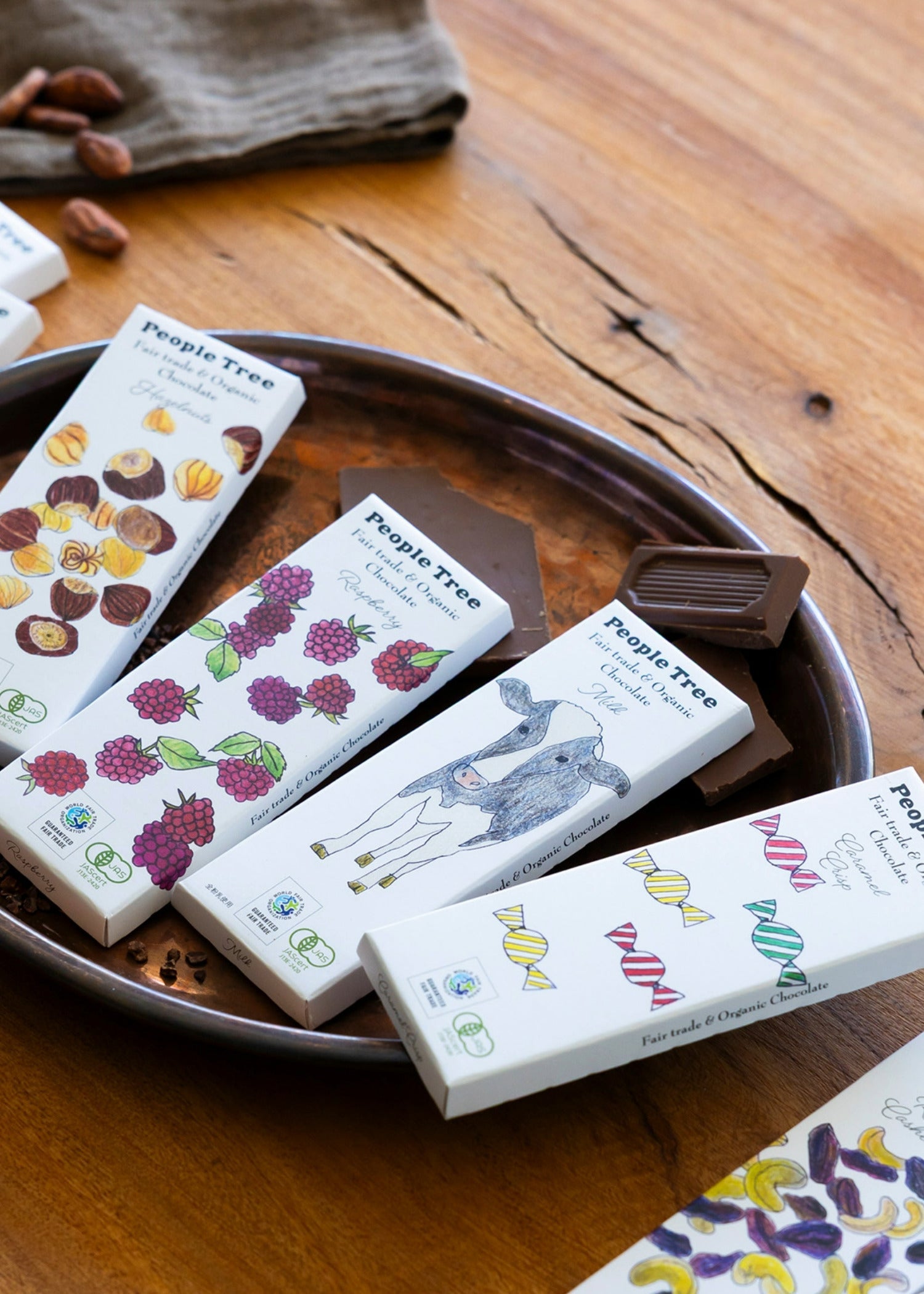 クラフトボックス入りフェアトレード＆オーガニック板チョコ6枚